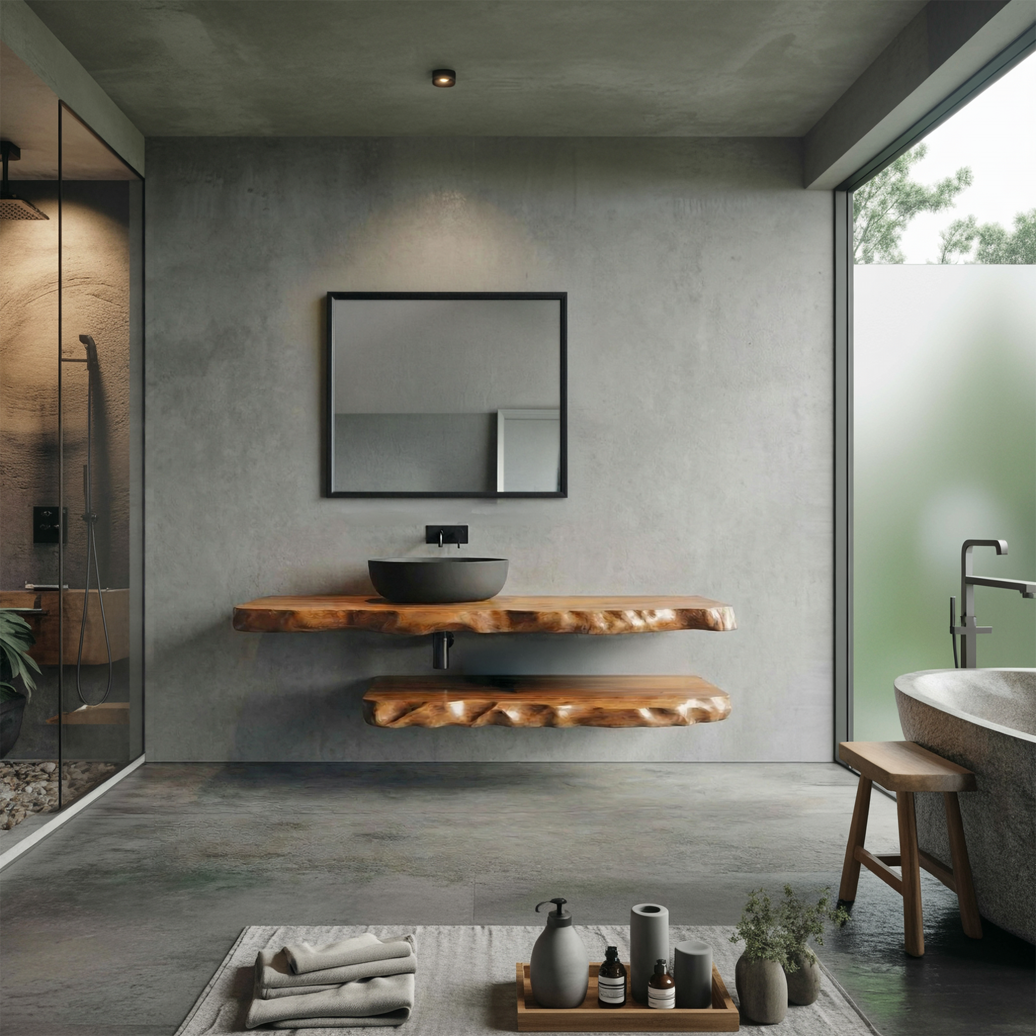 Industrial Live Edge Bathroom Vanity For Bathroom And Vanity SINLSABRV287