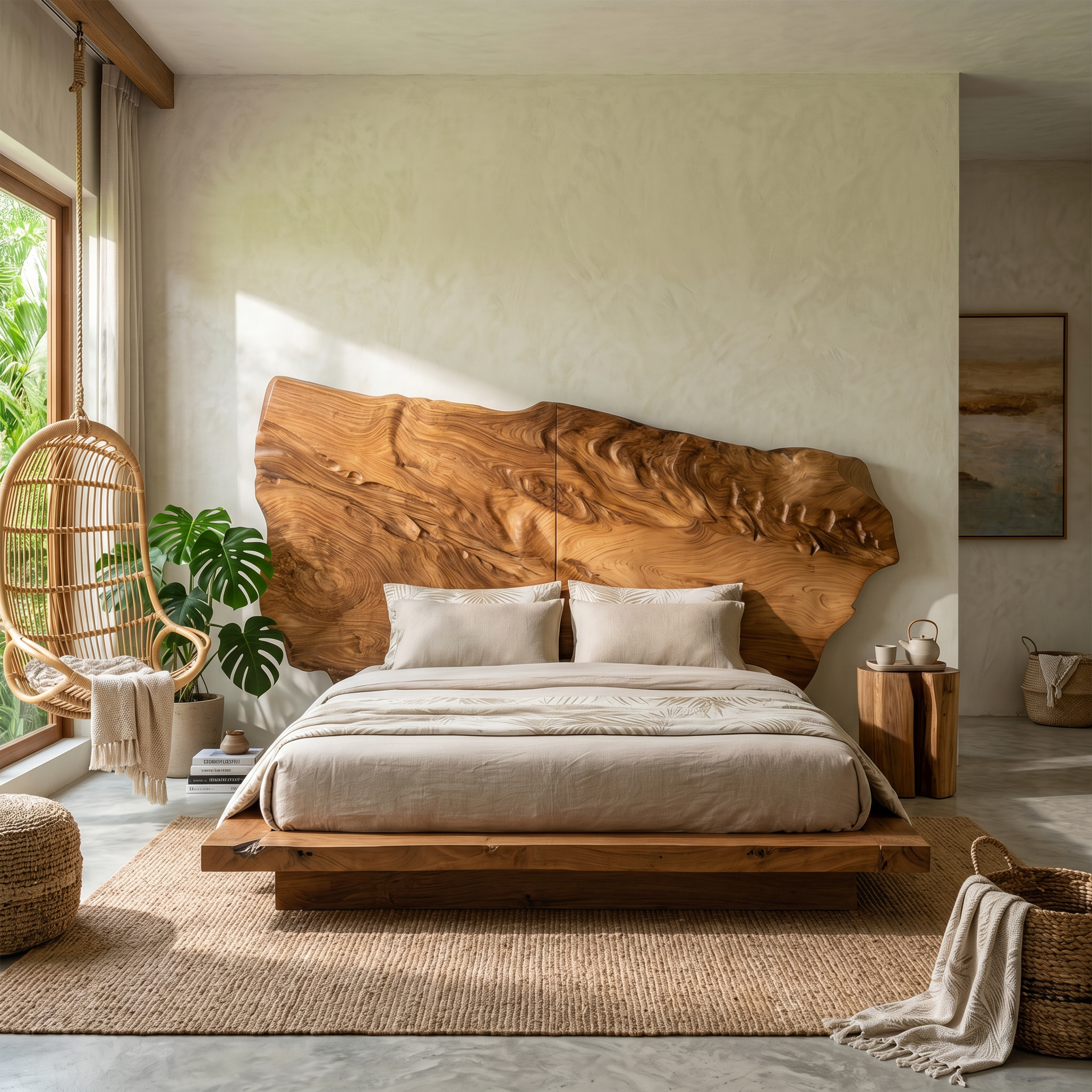 Live Edge Wood Headboard For Sculptural Luxury Bedroom SILDTTRHB024