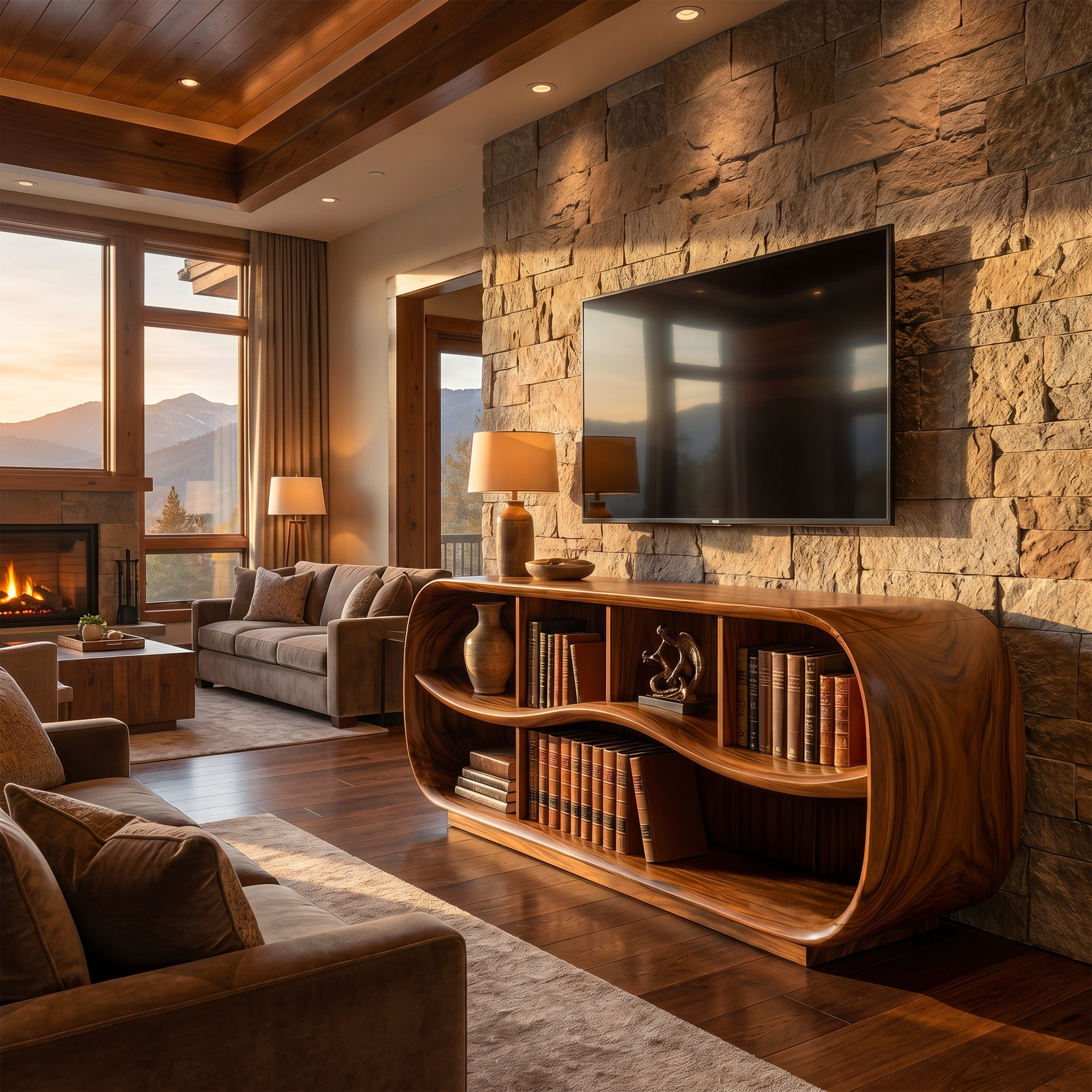 Contemporary Rounded TV Console For Open Living Space SILDTTNTVC154