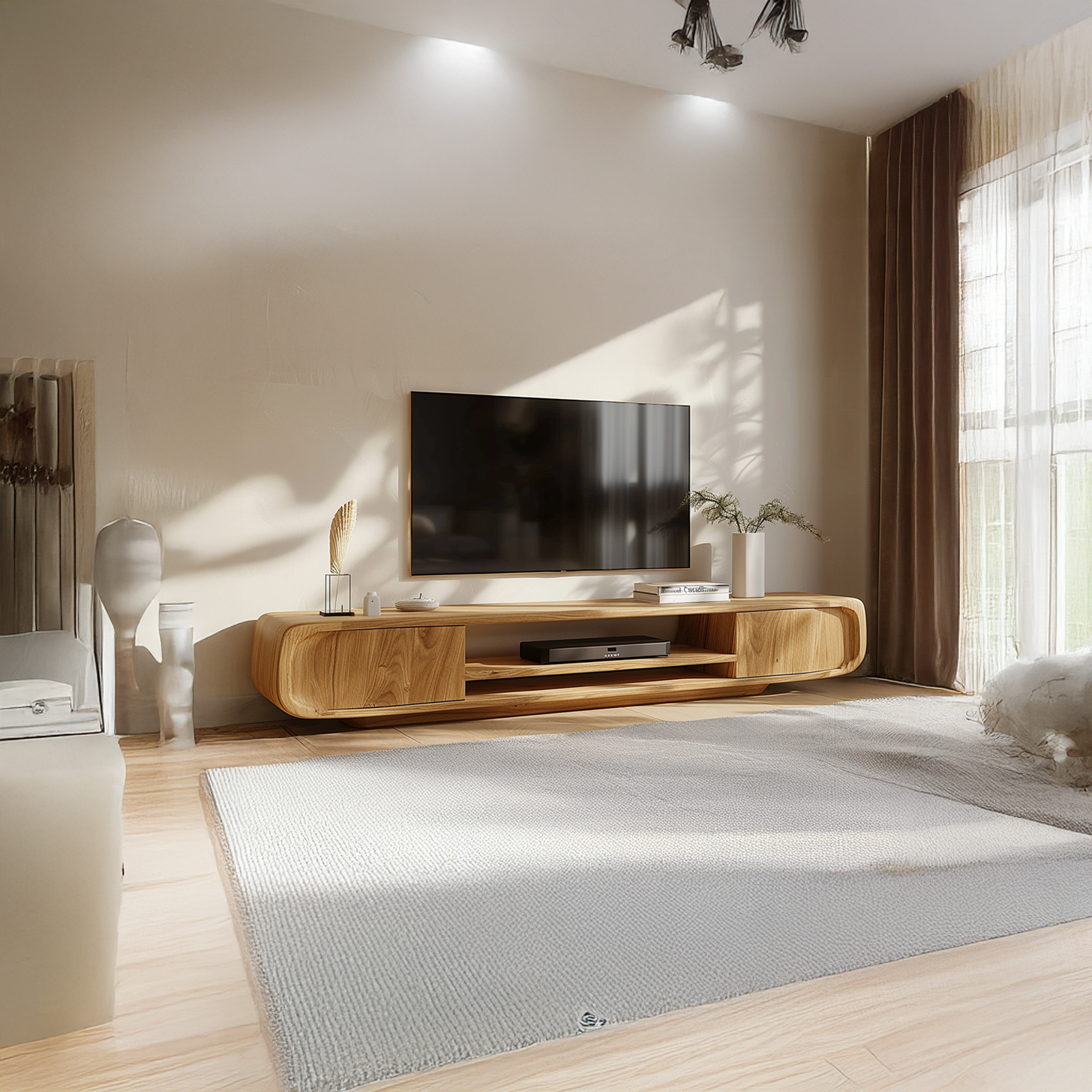 Modern Rounded TV Stand For Living Room And Lounge SINLSACS118