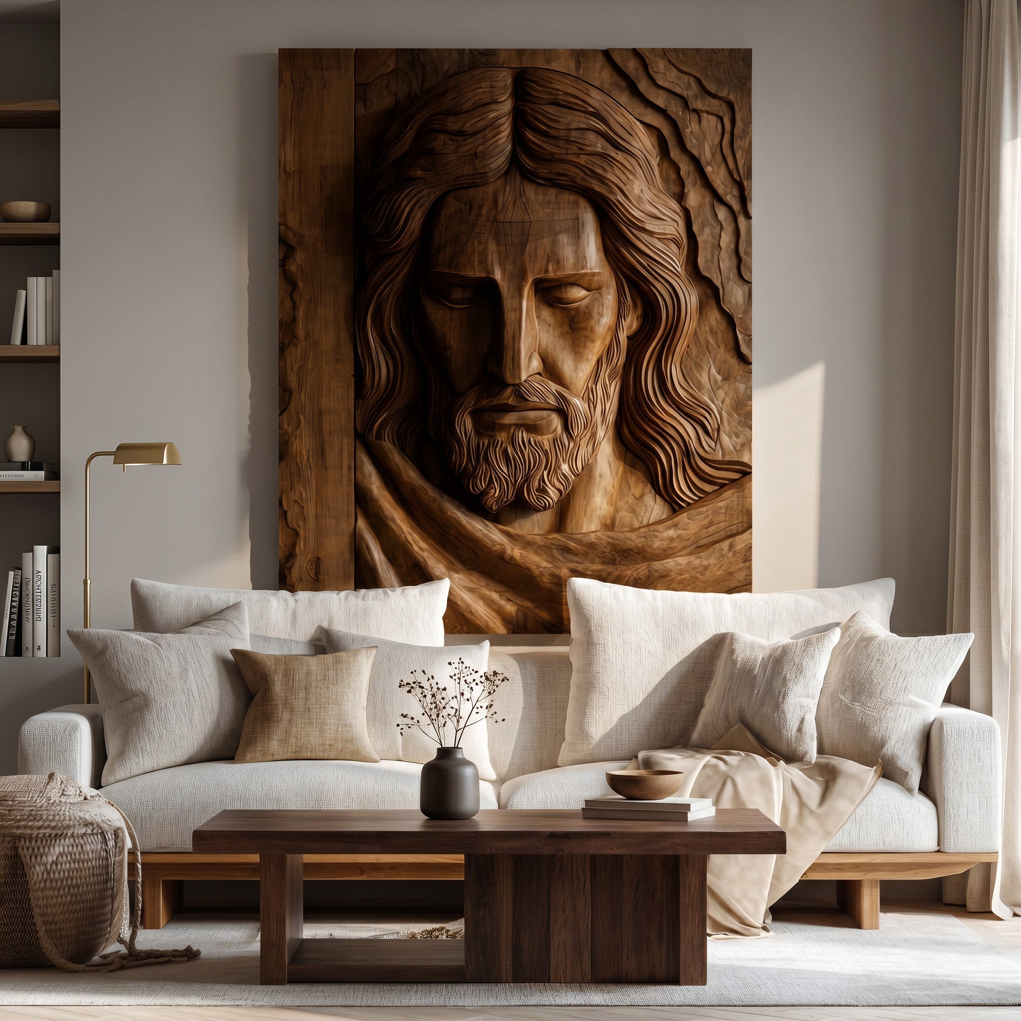 Handcrafted Wooden Religious Relief Wall Art For Living Room RTTHHNWA196
