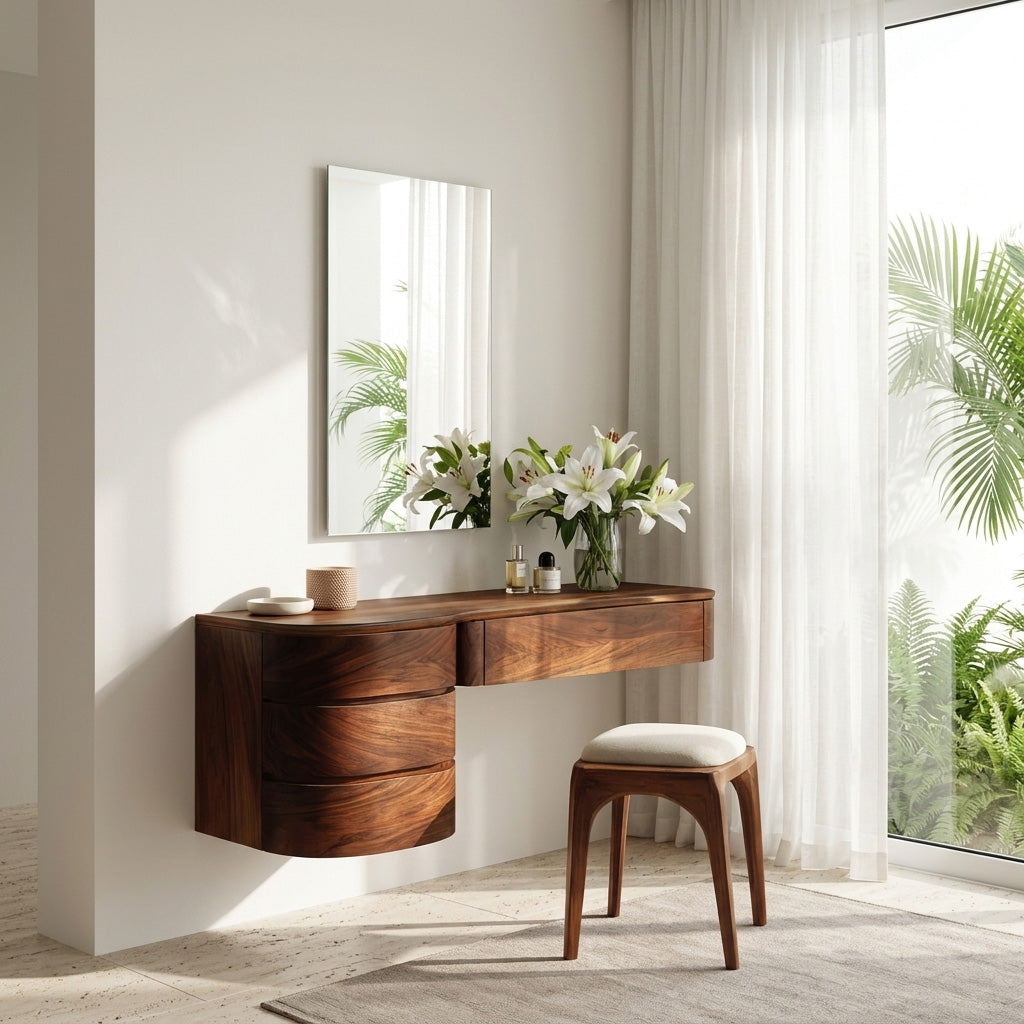 Minimalist Wall Mounted Vanity With Drawer For Sunlit Bedroom RTTHHNVAN021