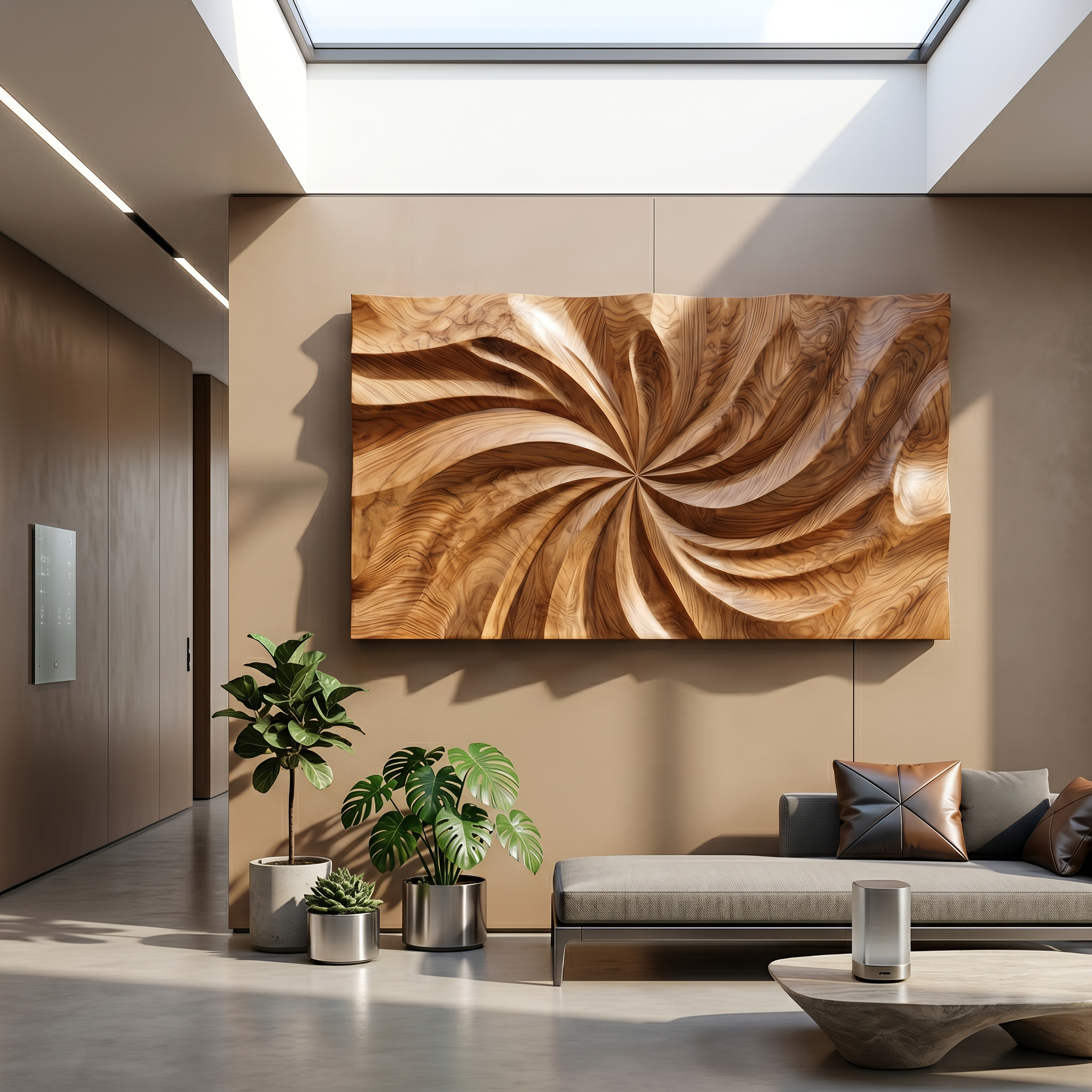 Modern Wood Wall Art With Swirl Relief For Sunroom SILDTTRWA151