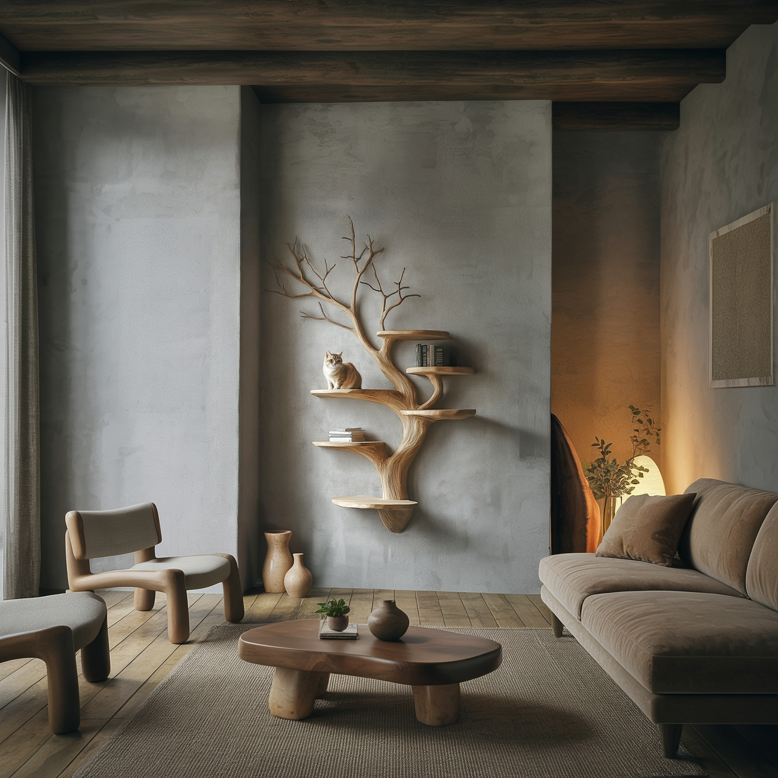 Organic Modern Tree Display Shelf For Living Room SINLSATBS121