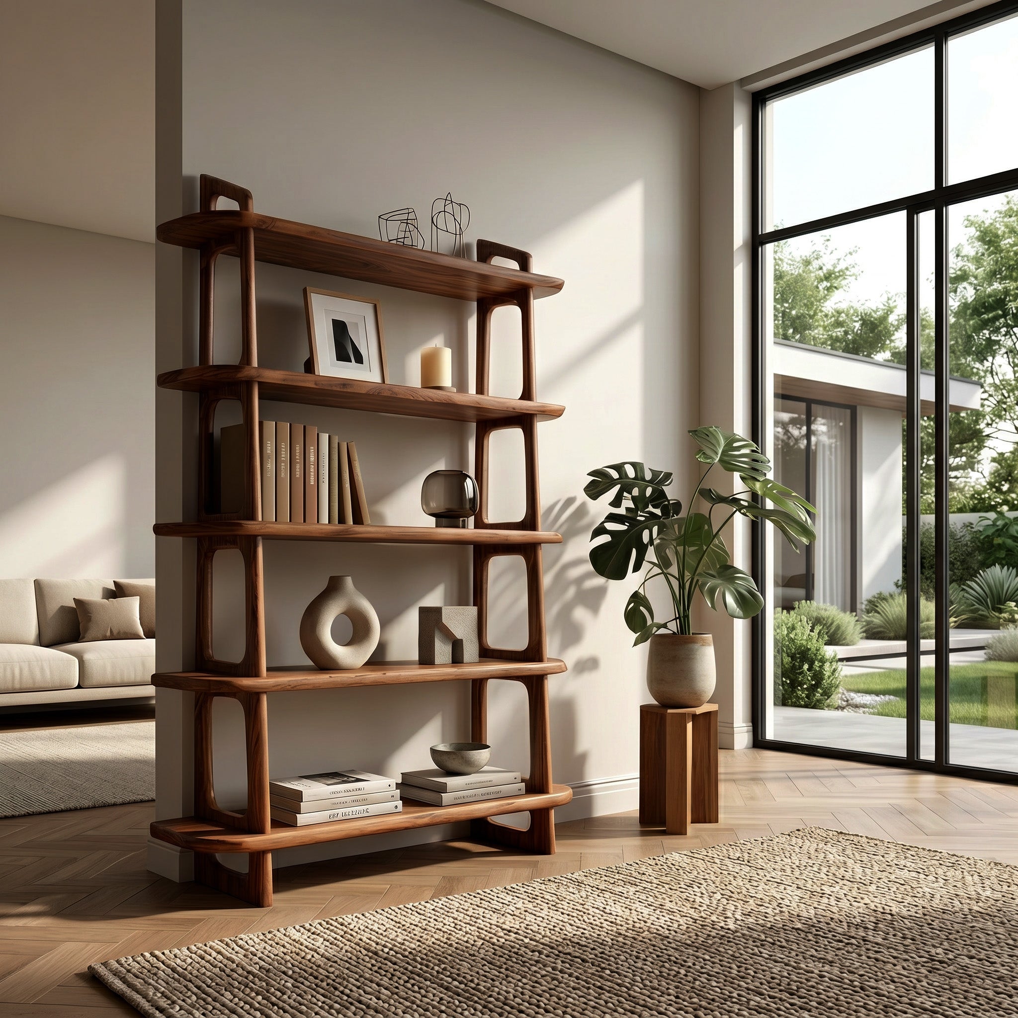 Contemporary Wooden Standing Shelf For Living Room Corner RTTHHNSS031