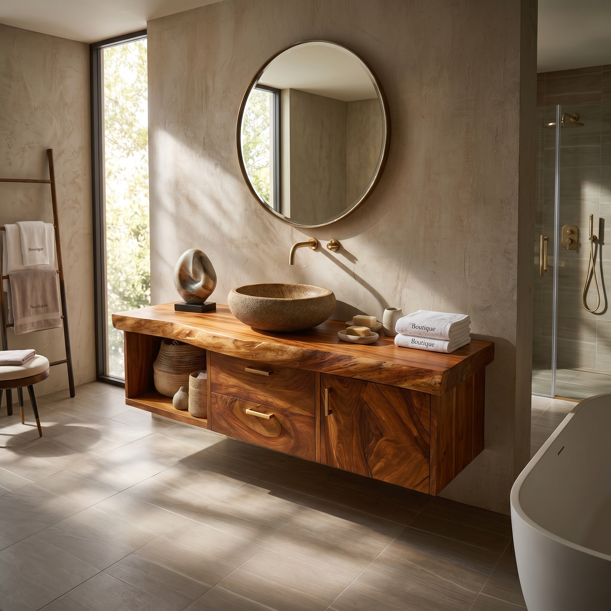 Scandinavian Wood Vanity Boutique Hotel Bathroom SILDTTRBRV186