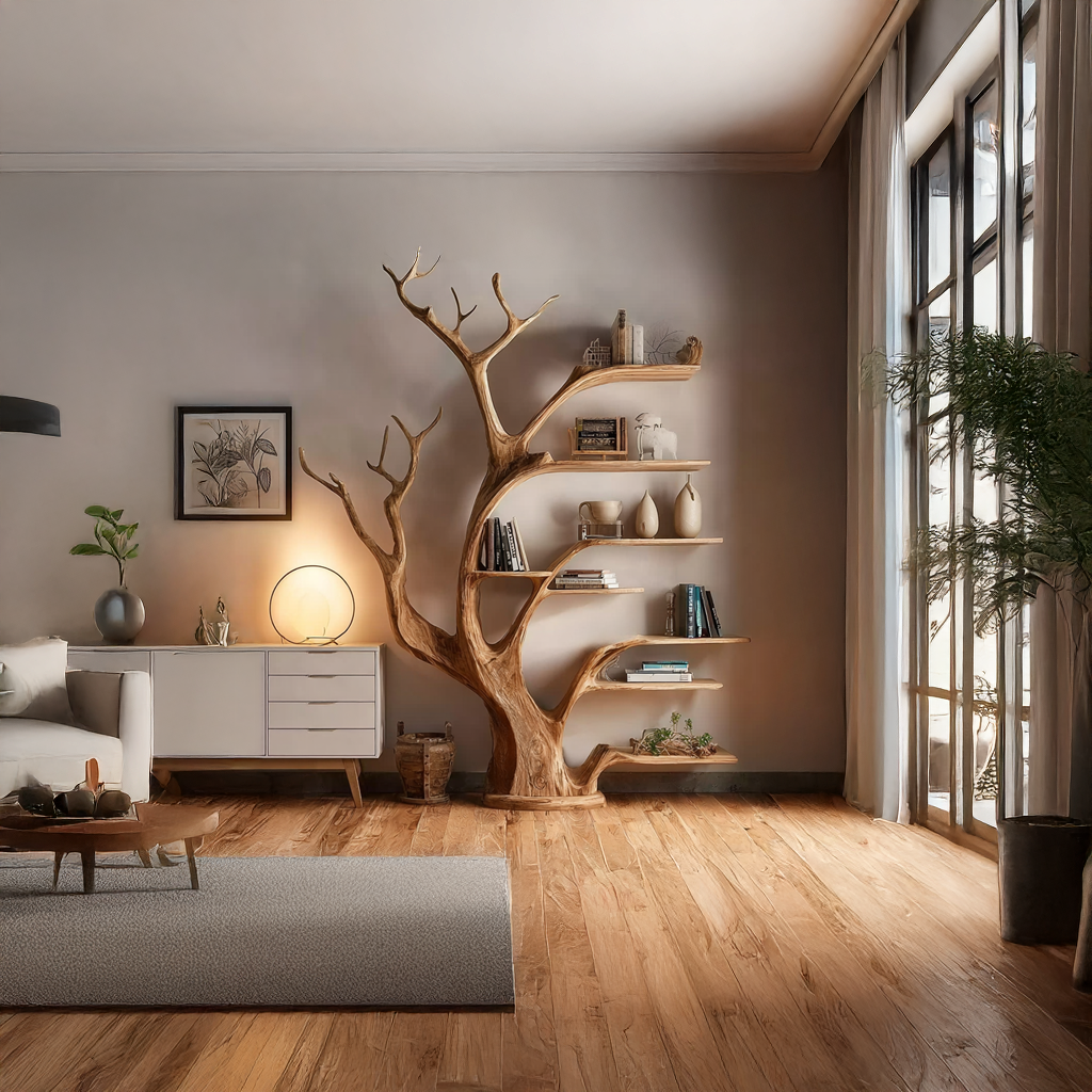 Rustic Tree Bookshelf Living Bedroom SINLSATB209