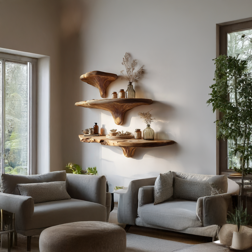 Rustic Artistic Musrhroom Shelf for Modern Living Room SINLSAFL091