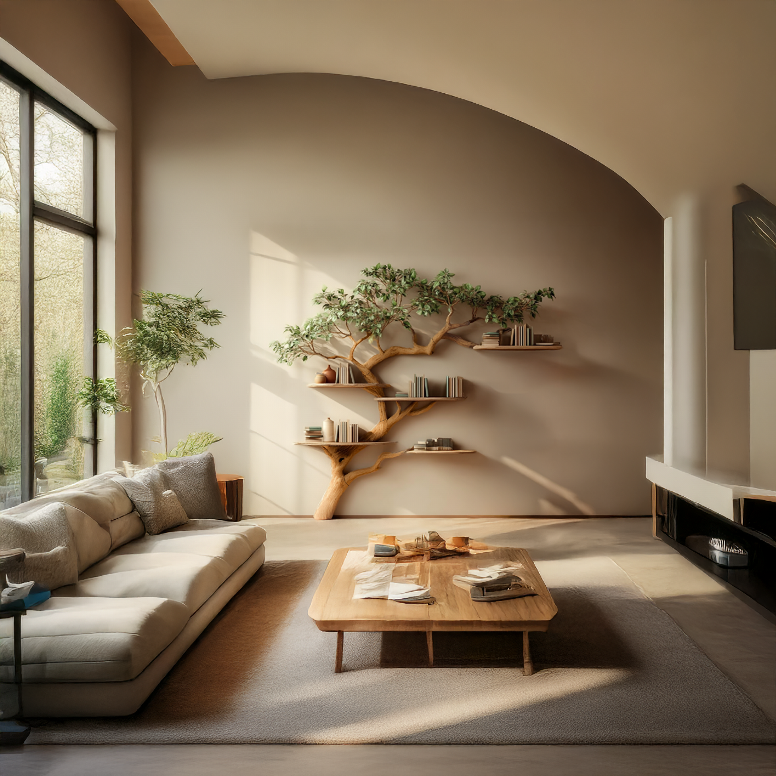 Midcentury Tree Bookshelf Living Bedroom SINLSATB266