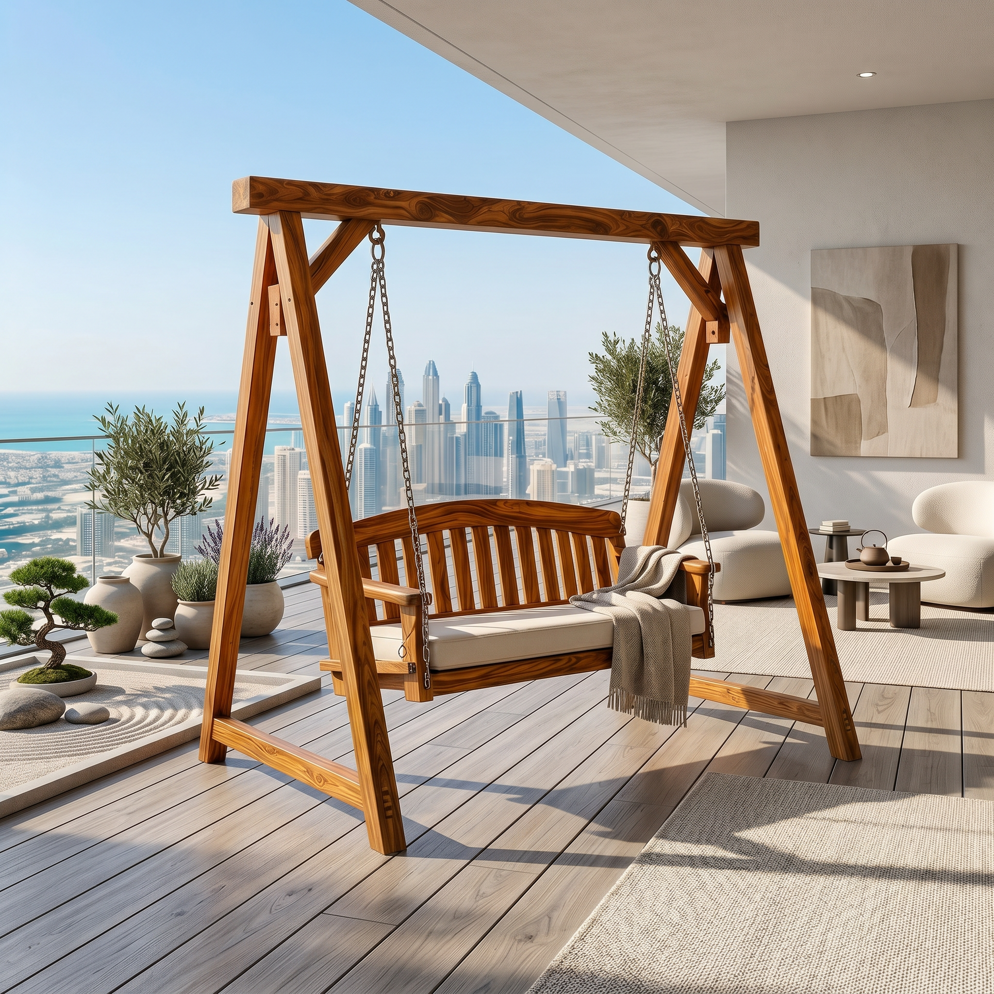 Modern Wooden Porch Swing Penthouse Living Space SILDTTRSWI012