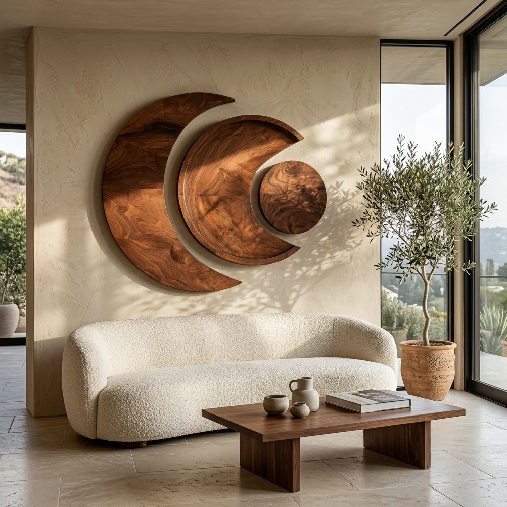 Contemporary Moon Phase Wood Wall Art For Living Decor RTTHHNWA204