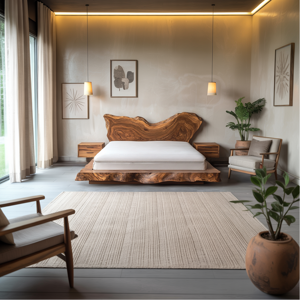 Mid Century Bedroom Solid Timber Bed SINLSAWB080