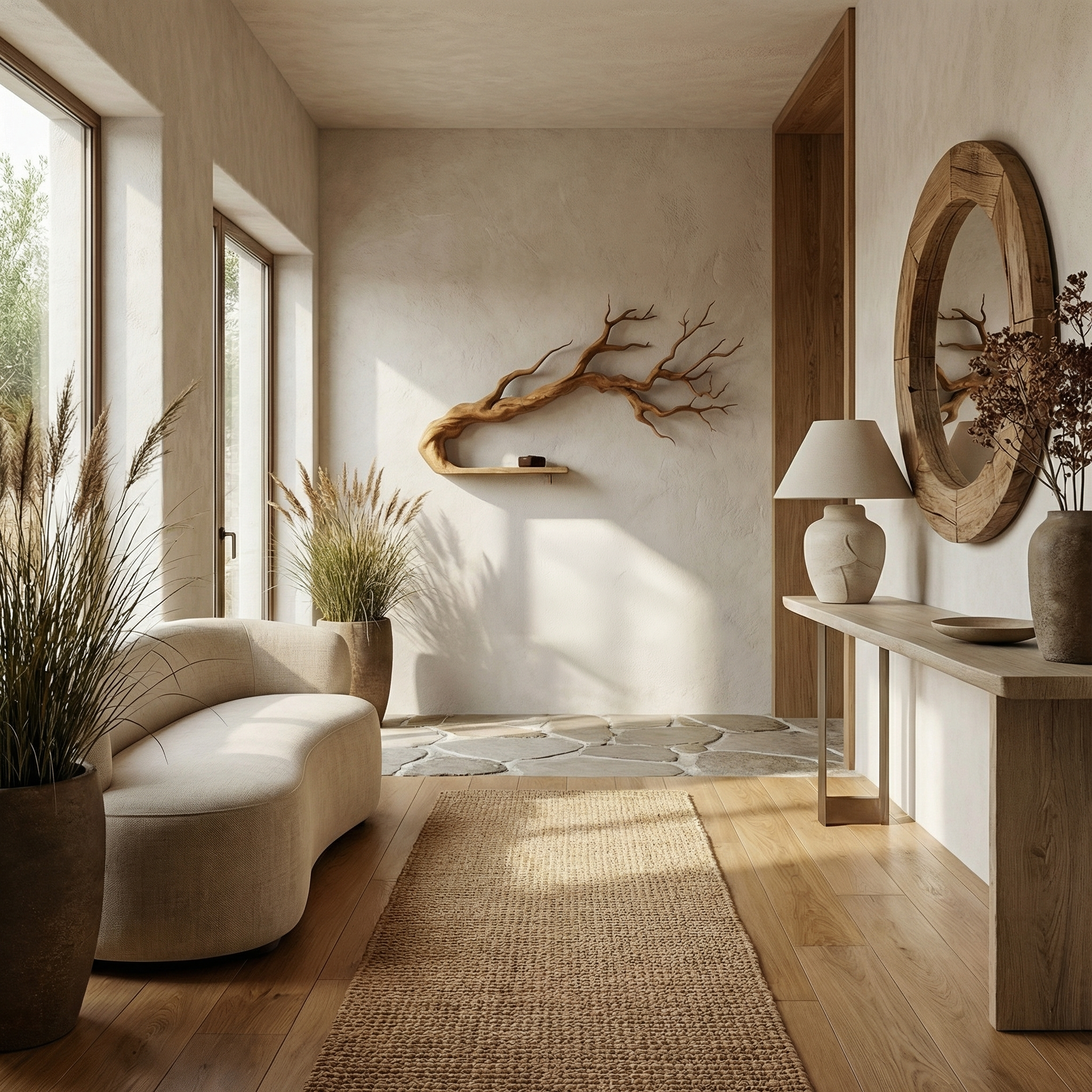 Rustic Tree Inspired Floating Shelf For Bedroom And Lounge Space SINLSATB702