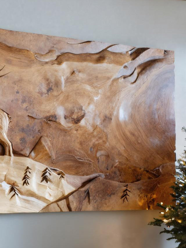 Rustic Wall Art With Carved Deer For Living Room SITHHNWA015