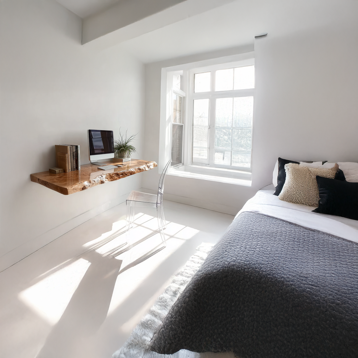 Rustic Live Edge Wall Mounted Desk Office Or Living Room SINLSAFL285