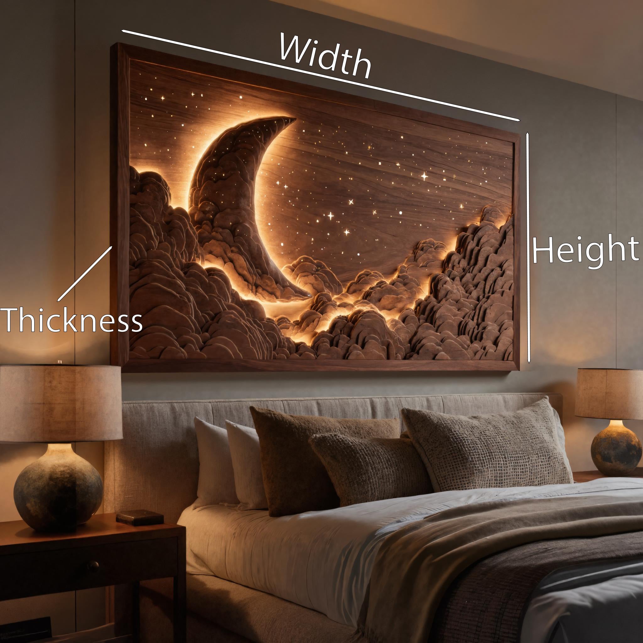 Handcrafted Moon Stars Wall Art For Bedroom Or Living Room SITHHNWA016