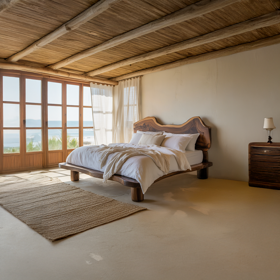 Rustic Live Edge Bed Organic Coastal Bedroom SINLSAWB063