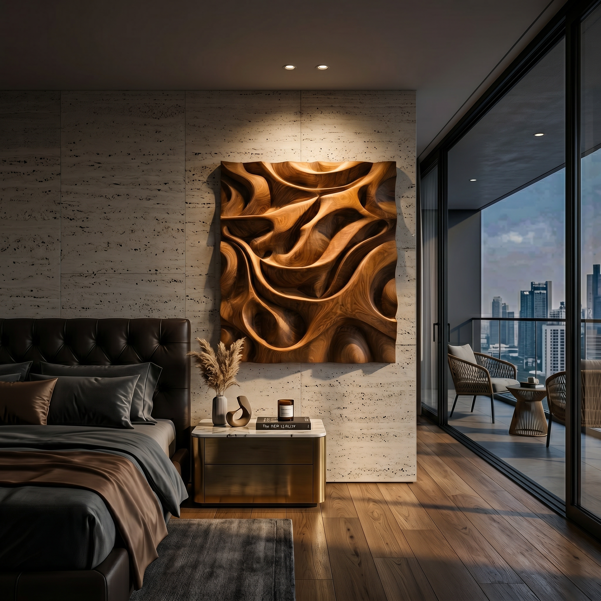 Luxury Sculptural Relief Wood Wall Art Executive Office Interior Design SILDTTRWA125