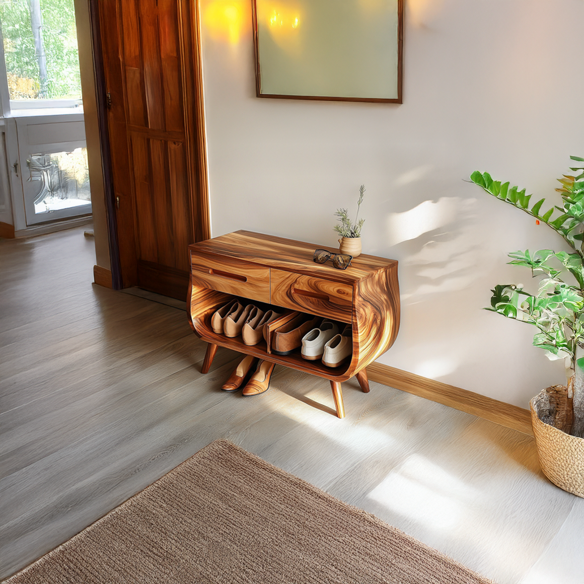 Mid Century Elegant Shoe Cabinet Bedroom And Closet SINLSASB066