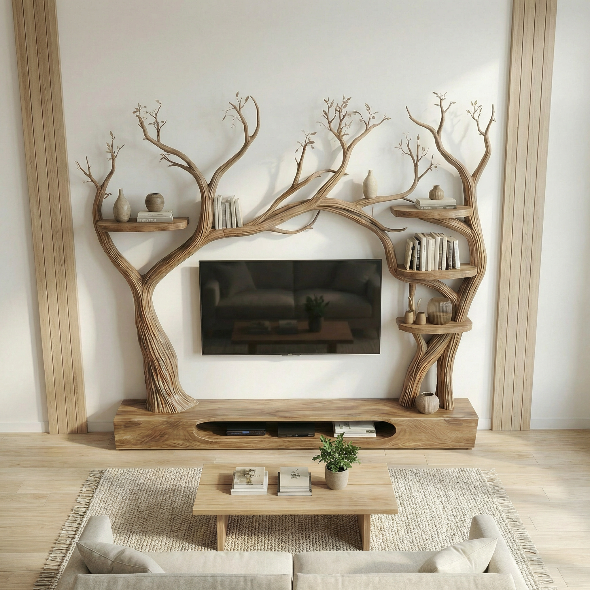 Rustic Tree Inspired TV Stand For Living Room And Interior Decor SINLSATB708
