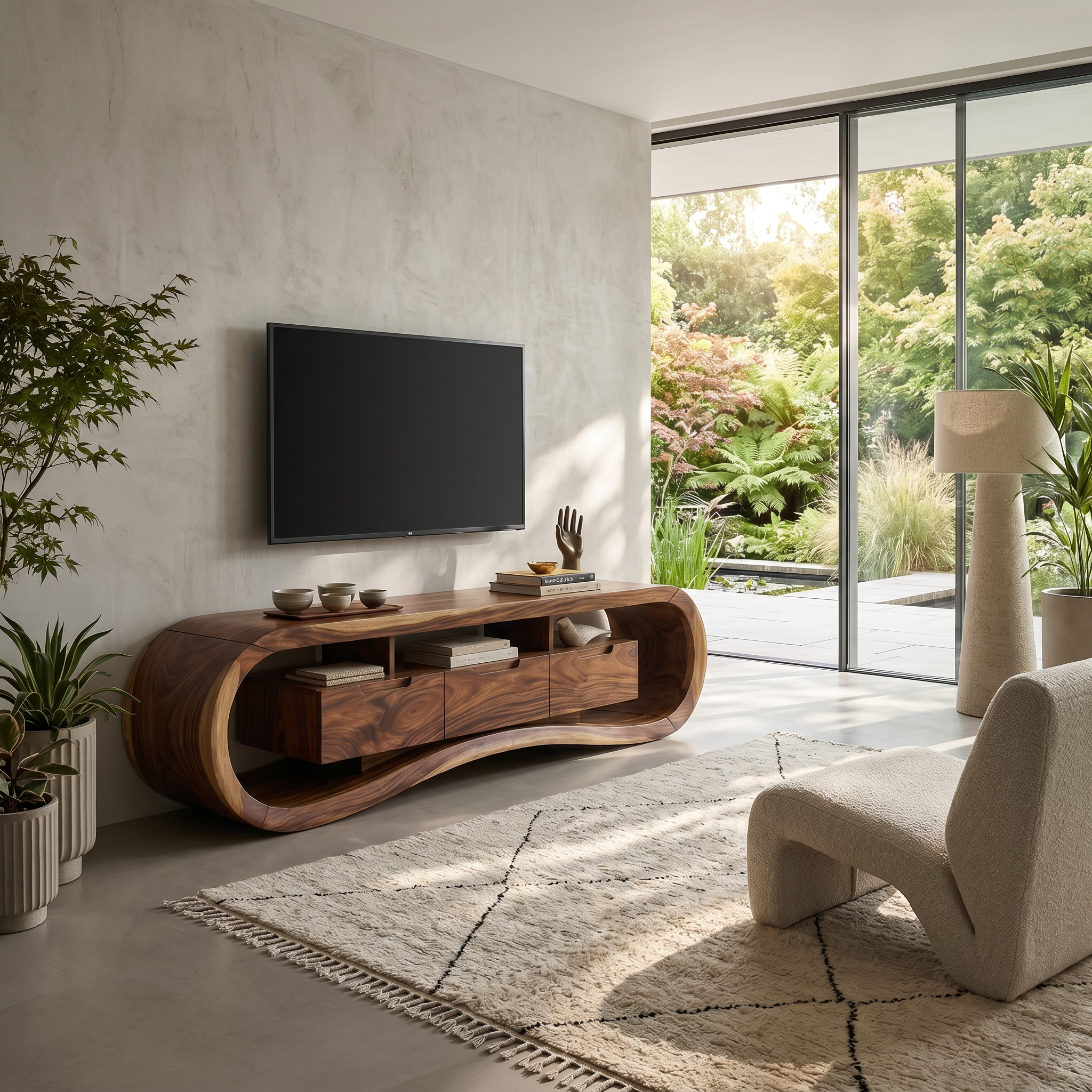 Modern Sculptural TV Stand For Luxury Minimalist Living Room SILDTTRTVC097