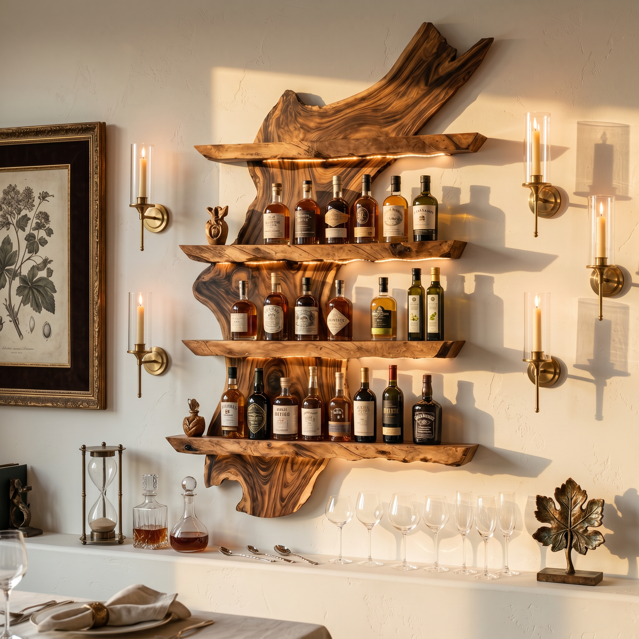 Mid Century Wine Rack For Kitchen Bar Wall Shelf SILDTTRWH025