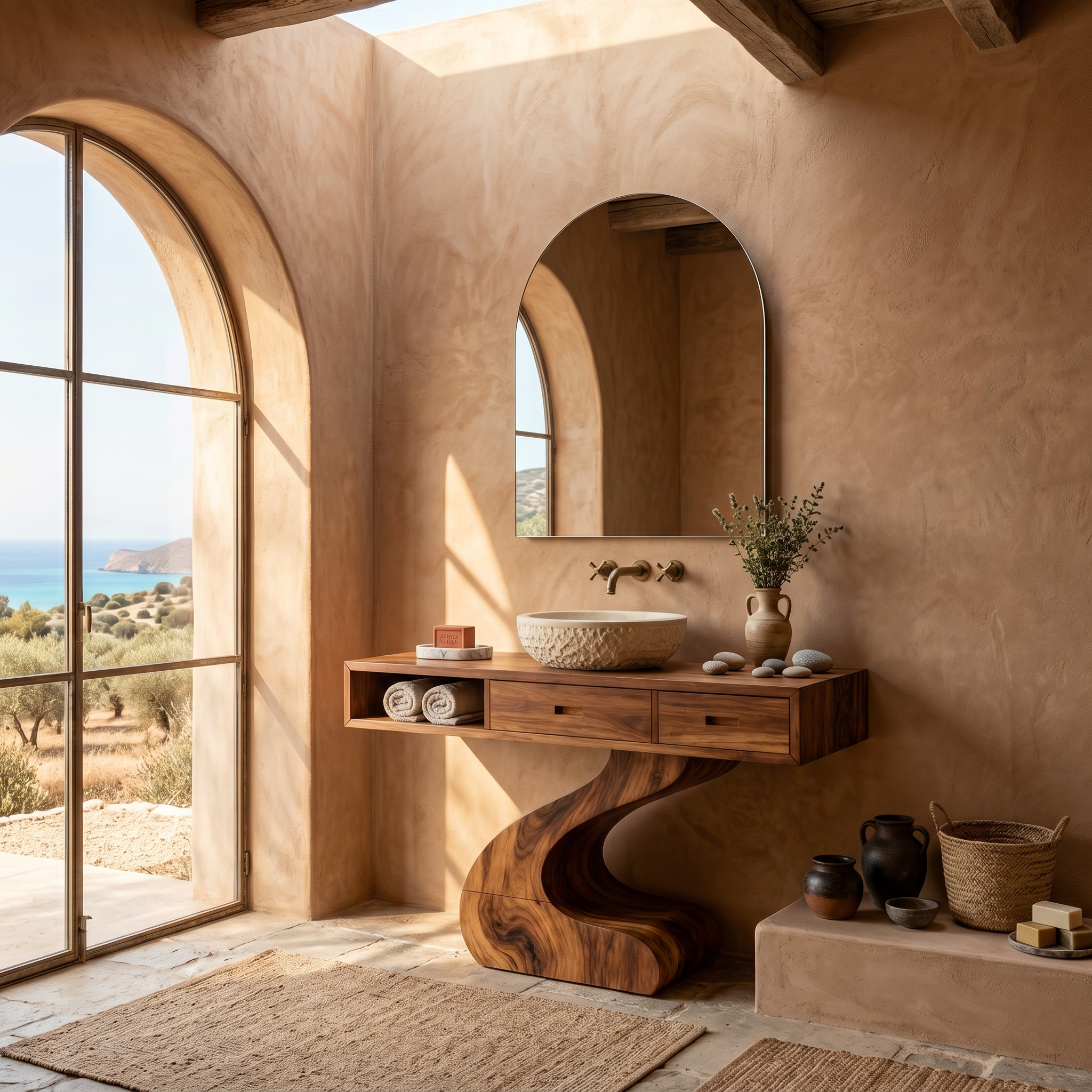 Contemporary Sculpted Vanity For Modern Bathroom Interior SILDTTNBRV058