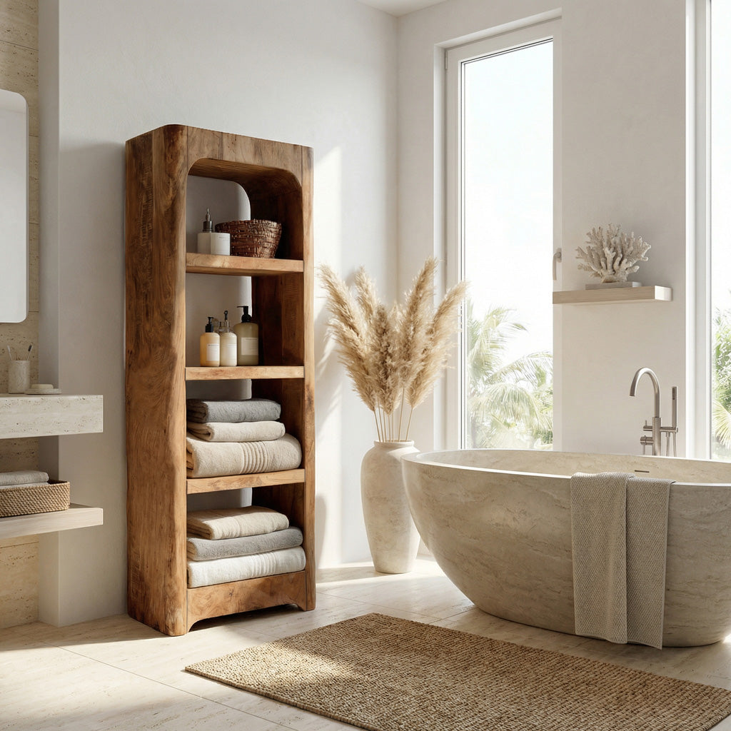 Handcrafted Wooden Bathroom Shelf With Four Tiers For Bathroom RTTHHNBRC022