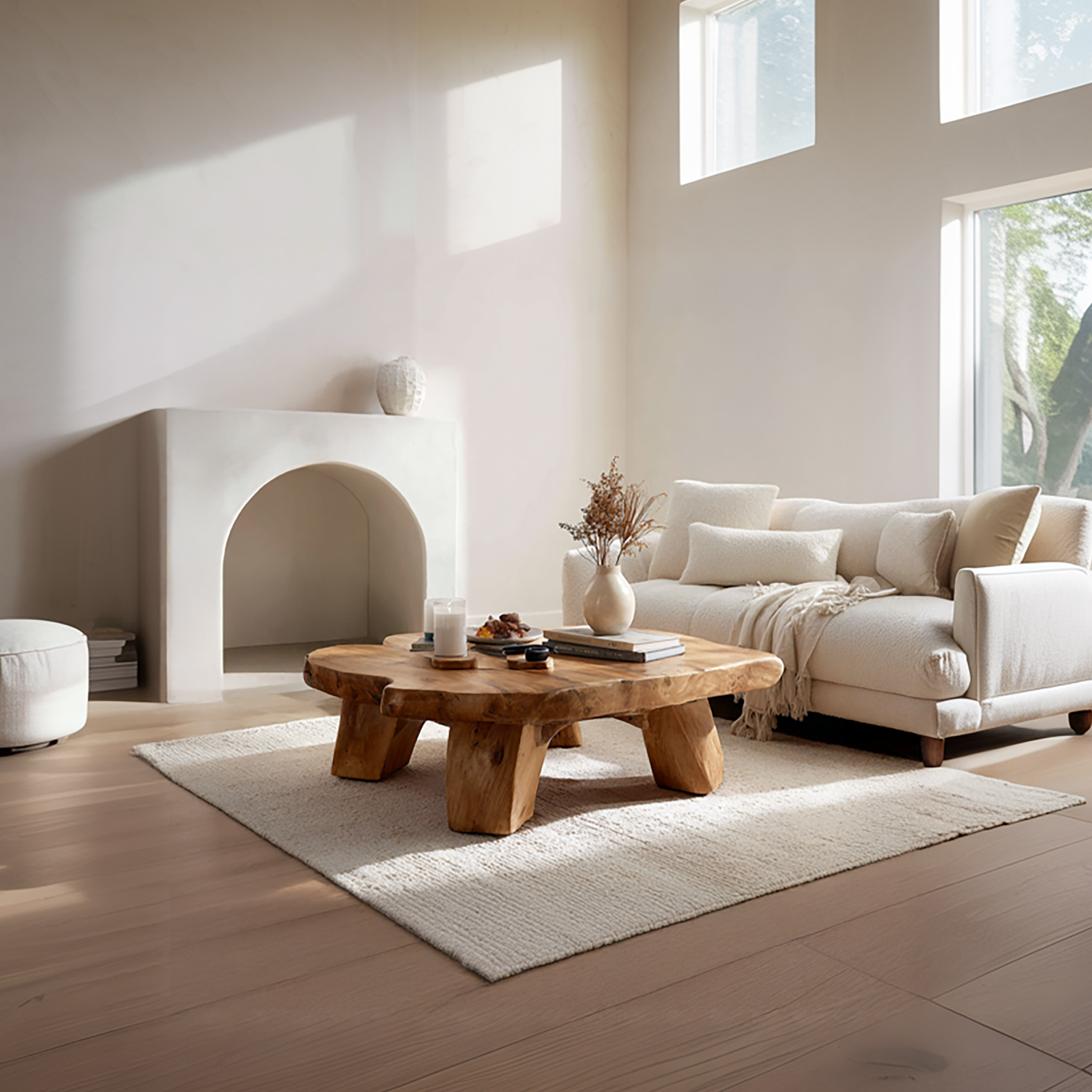 Handcrafted Mediterranean Inspired Solid Wood Coffee Table Cozy Living Room Interior SINLSACF280