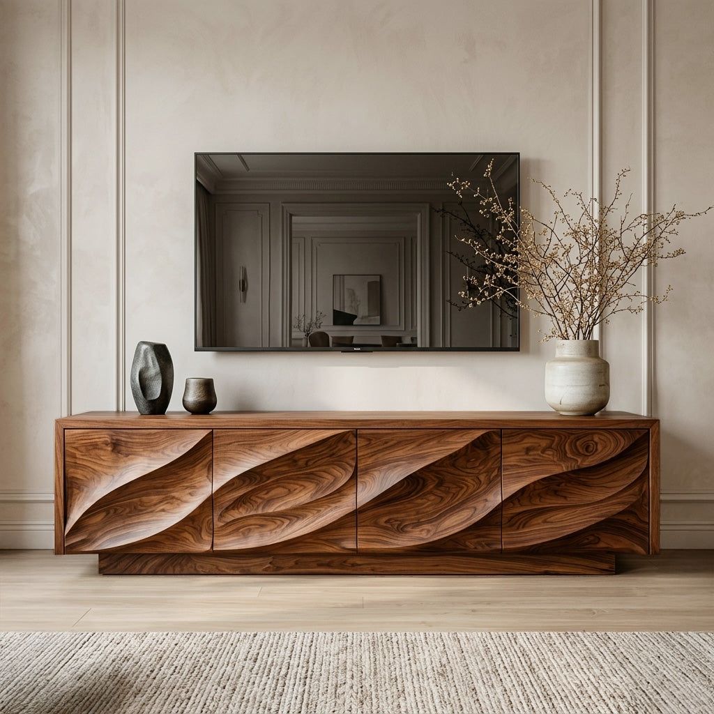 Modern Organic Wood TV Cabinet For Living Room RTTHHNTVC091