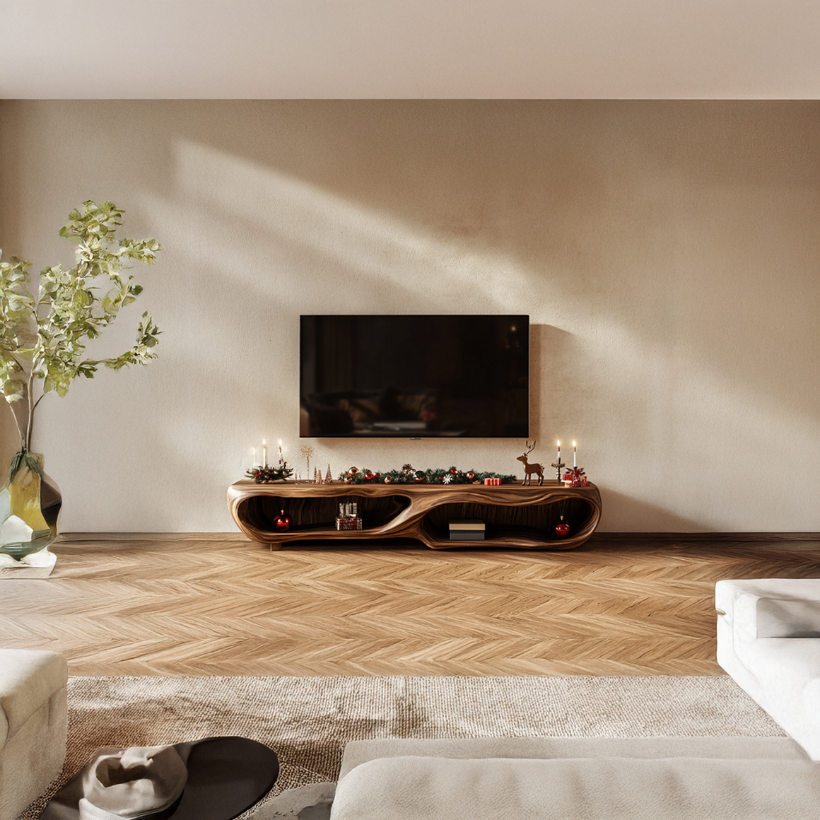 Rustic Christmas TV Cabinet Living Room SINLSASC220