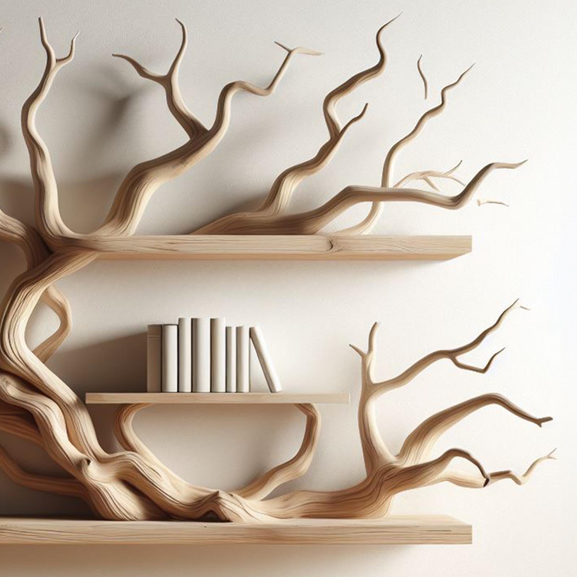 Tree Branch Floating Corner Shelf Mini Bookcase Driftwood SINLTB130