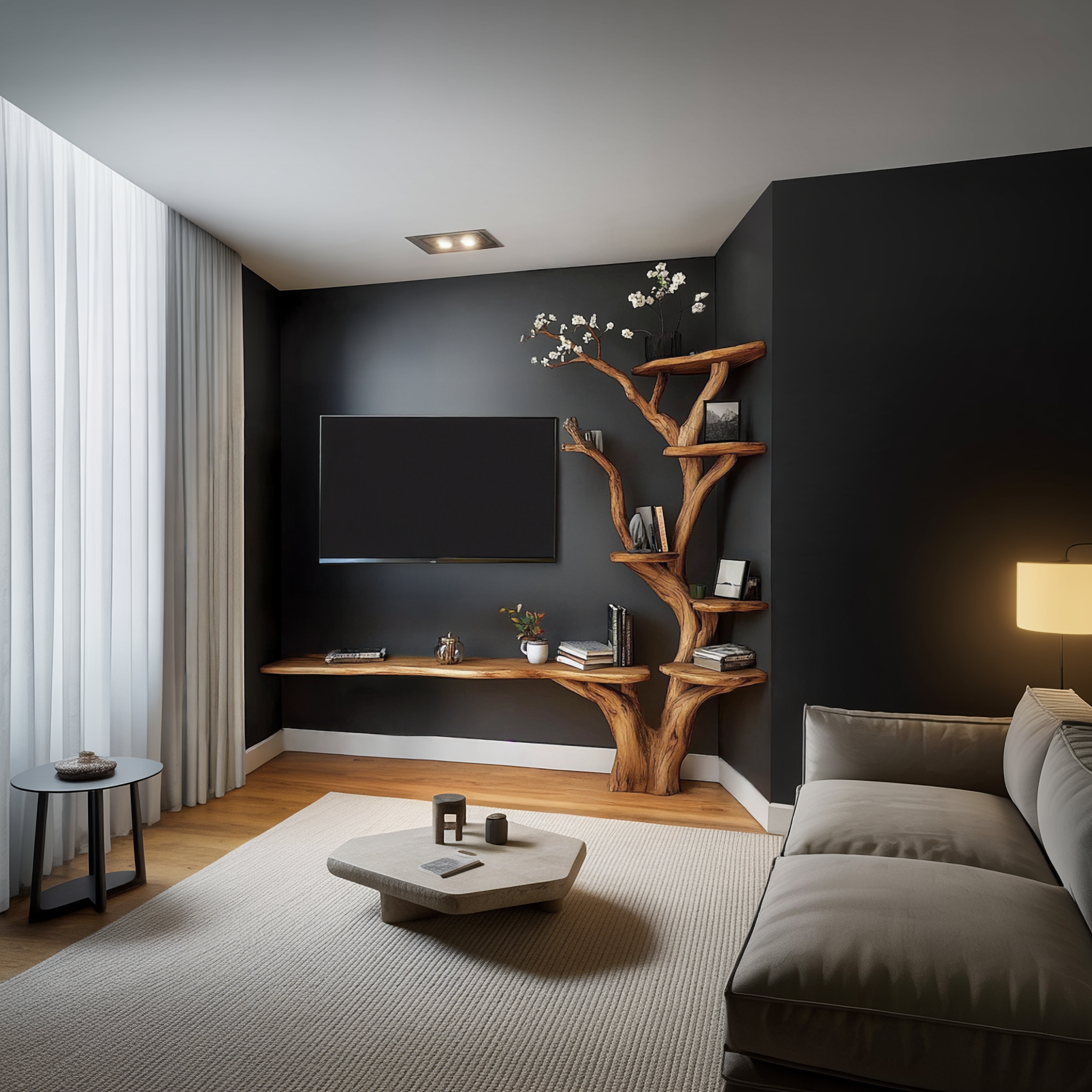 Modern Sculptural Tree Wall Mounted Desk For Living Room SINLSATB632