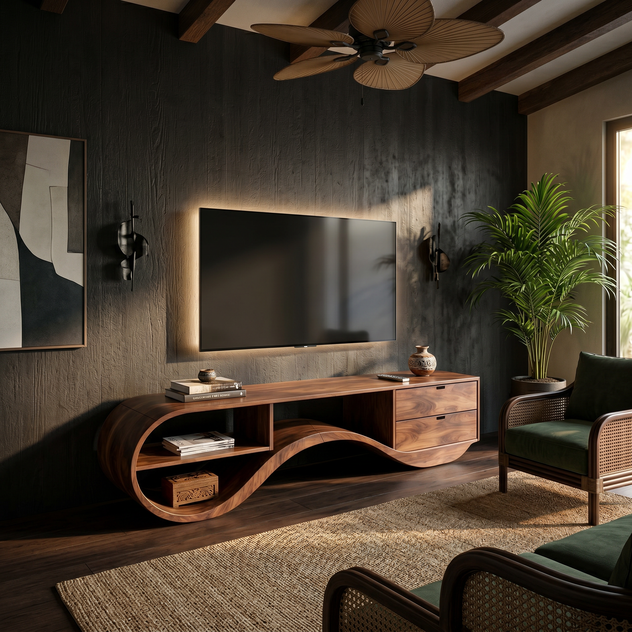 Minimalist Organic TV Console For Home Theater SILDTTNTVC133