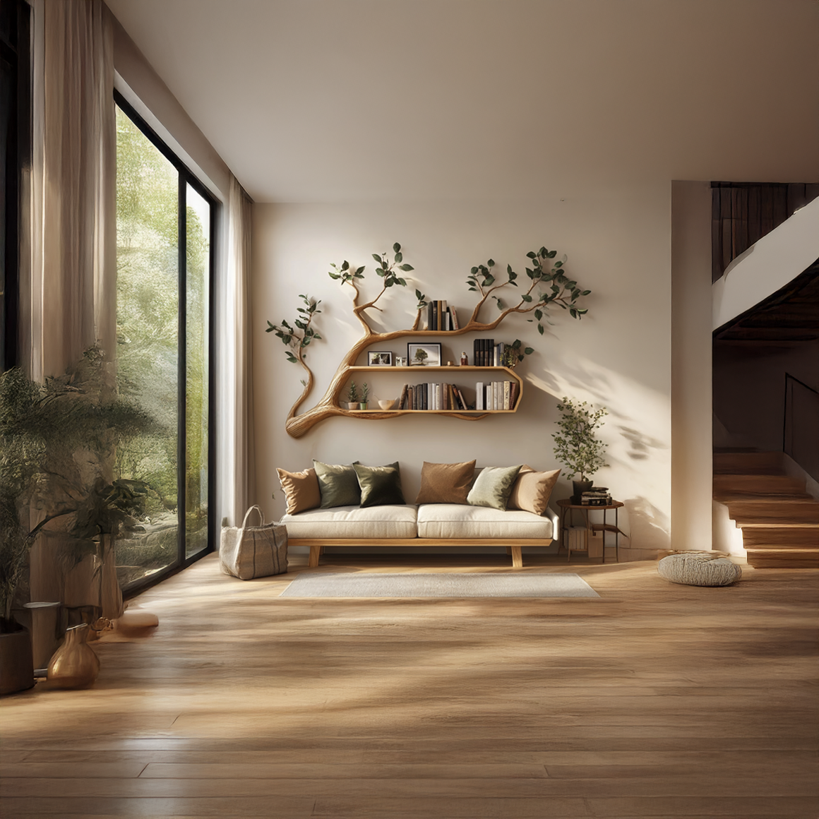 Rustic Branch Tree Bookshelf  Living Room Modern Decor SINLSATBS035
