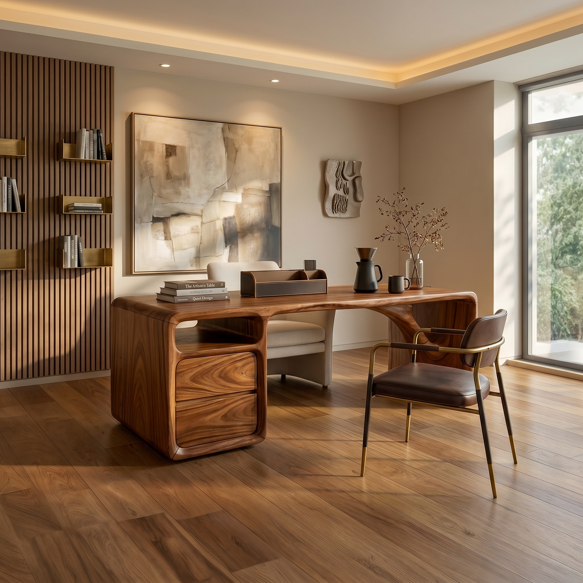 Modern Office Desk With Sculptural Base For Open Living Workspace SILDTTRDE002