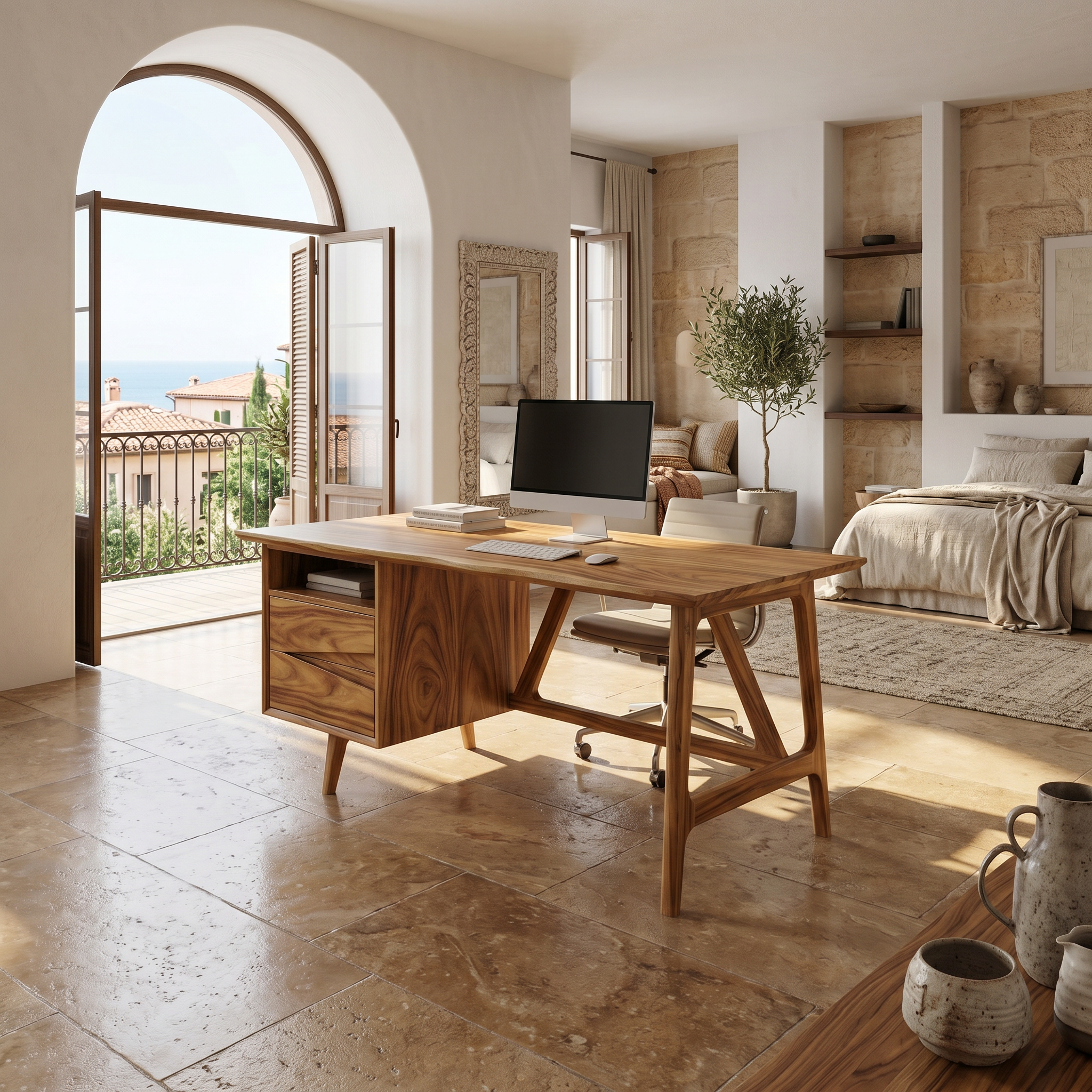 Luxury Live Edge Executive Desk Coastal Workspace SILDTTRDE036