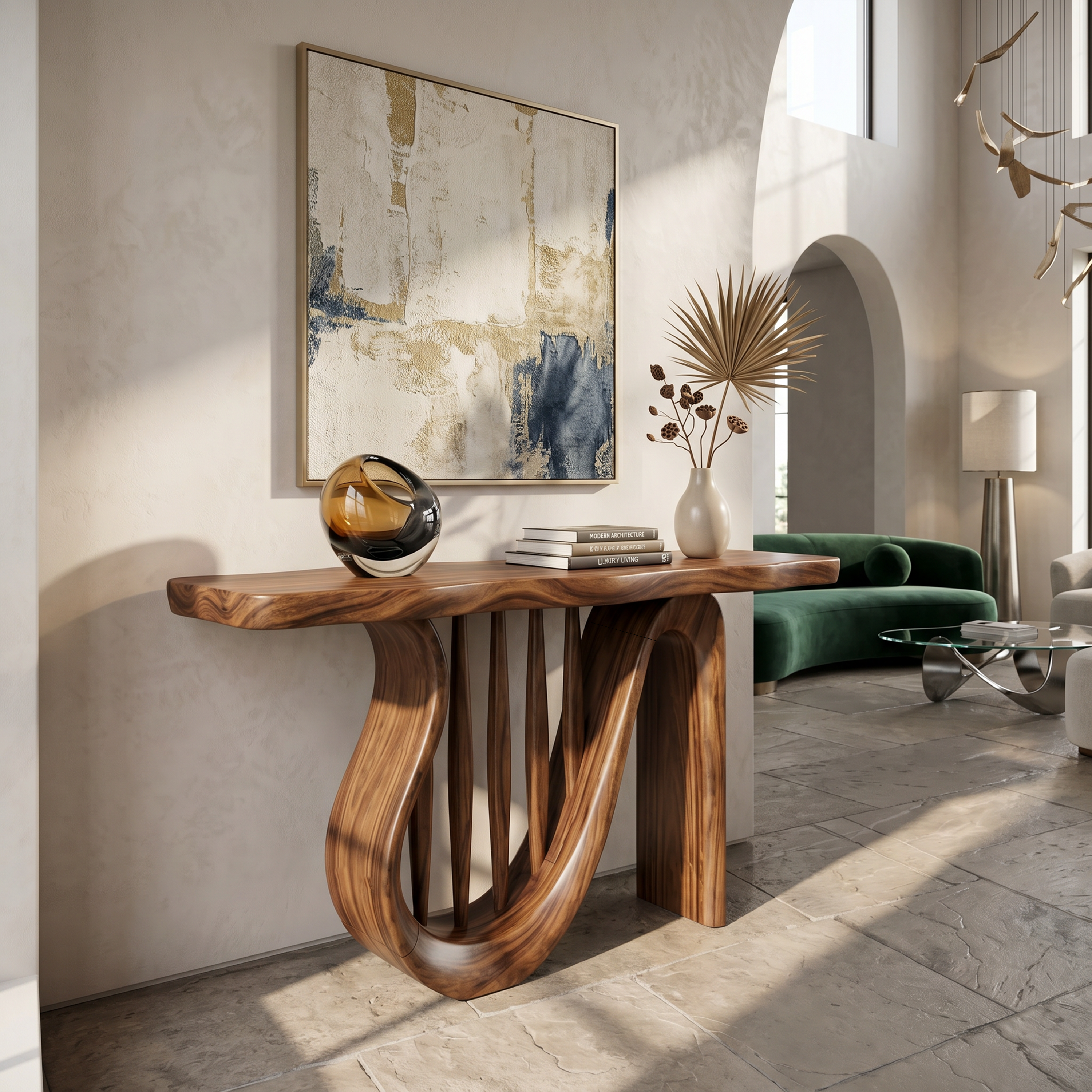 Modern Horseshoe Base Console Table Contemporary Hallway SILDTTRCS110