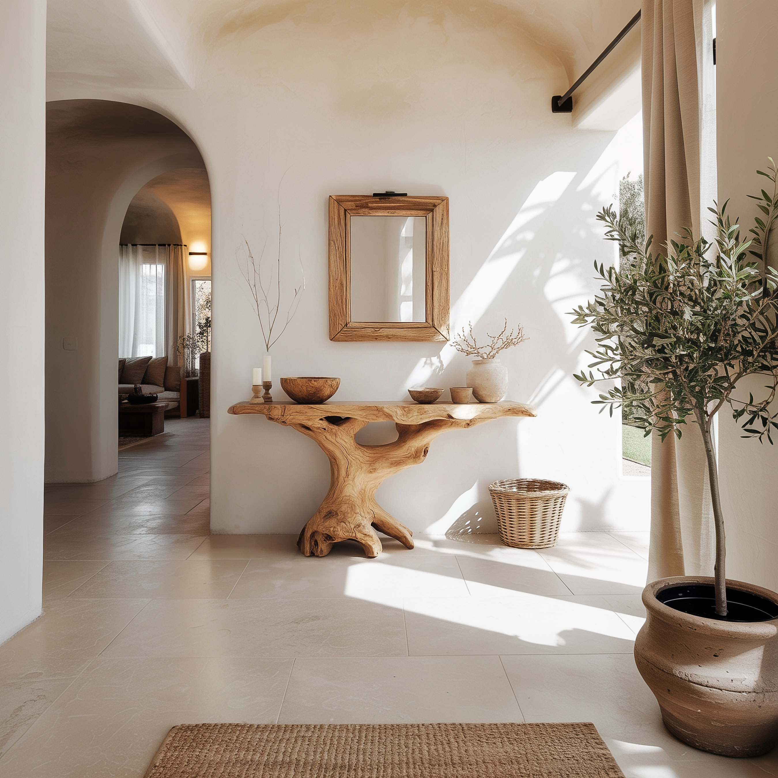 Mid Century Natural Wood Console Table Hallway SINLSACS435