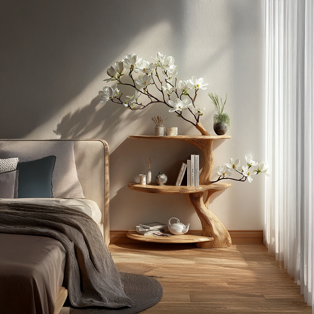 Rustic Tree Nightstand Bedroom SINLSABT007