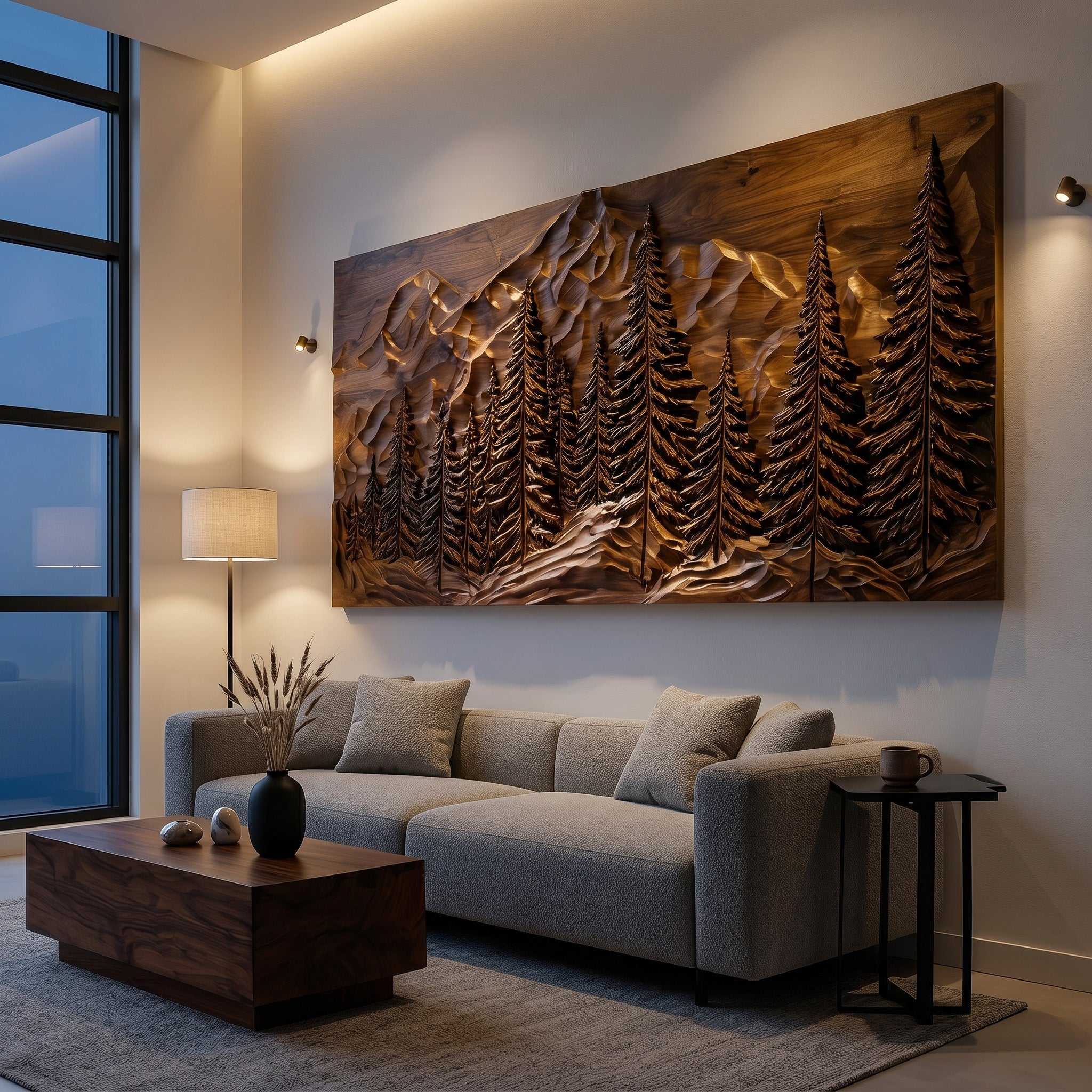 Rustic Forest Mountain Wood Wall Art For Living Room Decor RTTHHNWA210