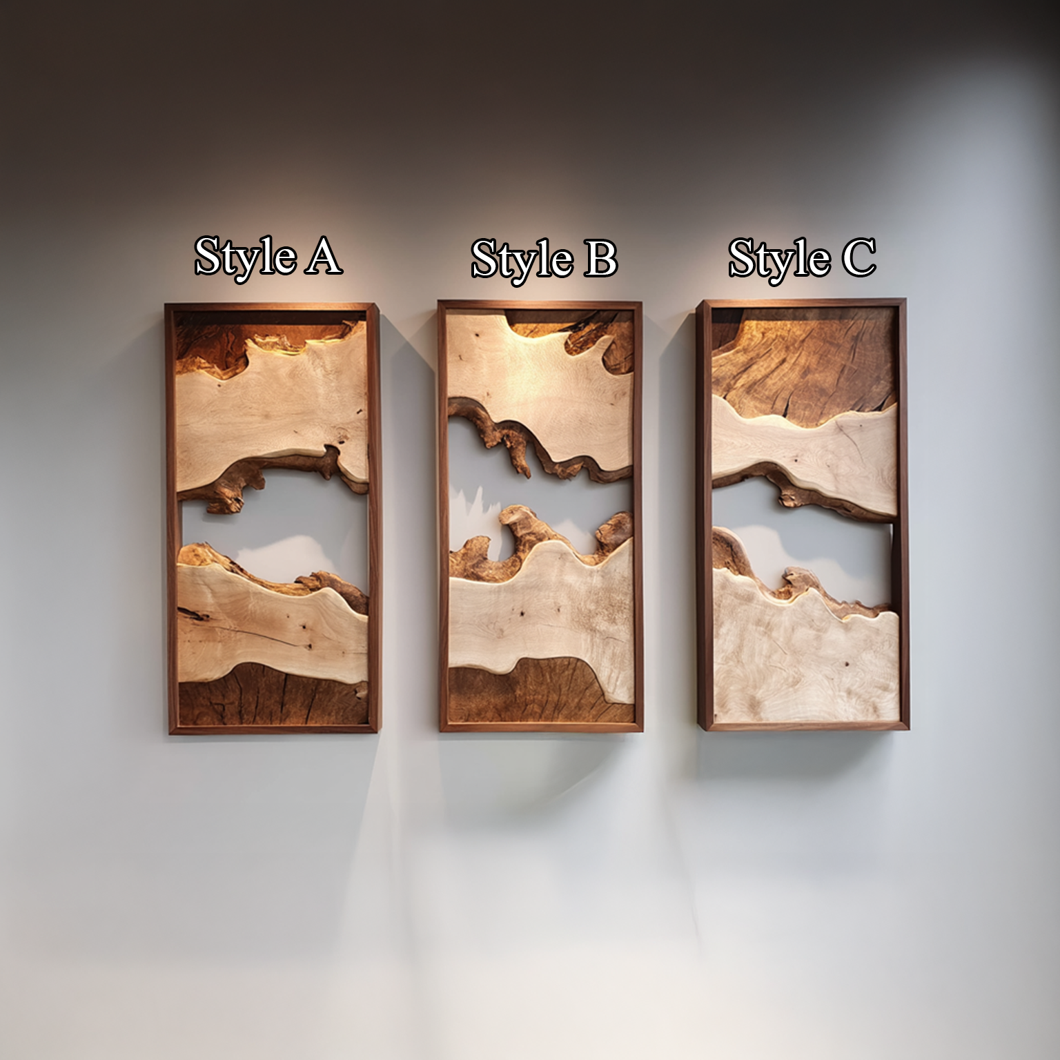 Modern Solid Wood Wall Art Set Abstract Landscape Living Room SINLSAWD002