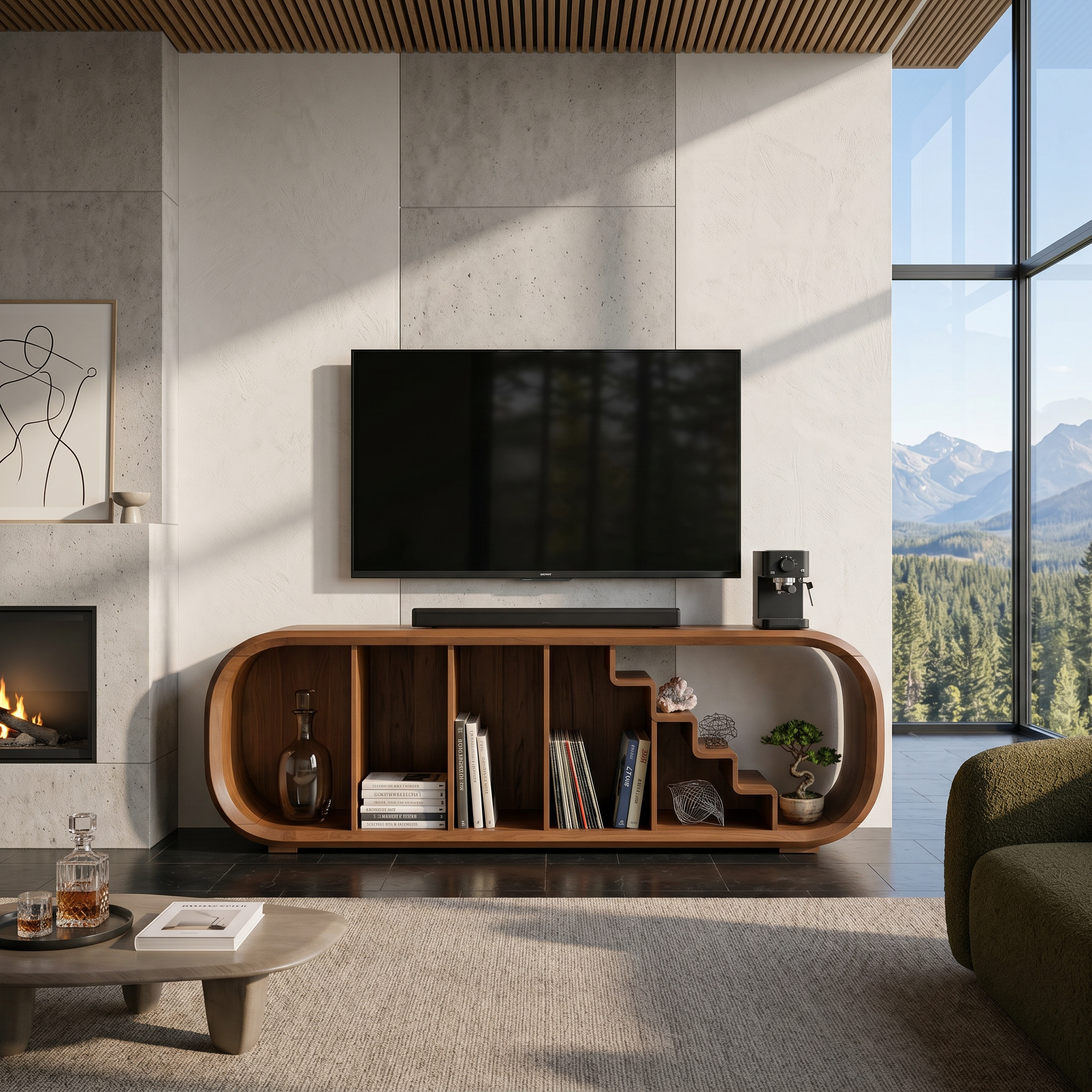 Modern Organic TV Console For Entertainment Lounge Space SILDTTNTVC147
