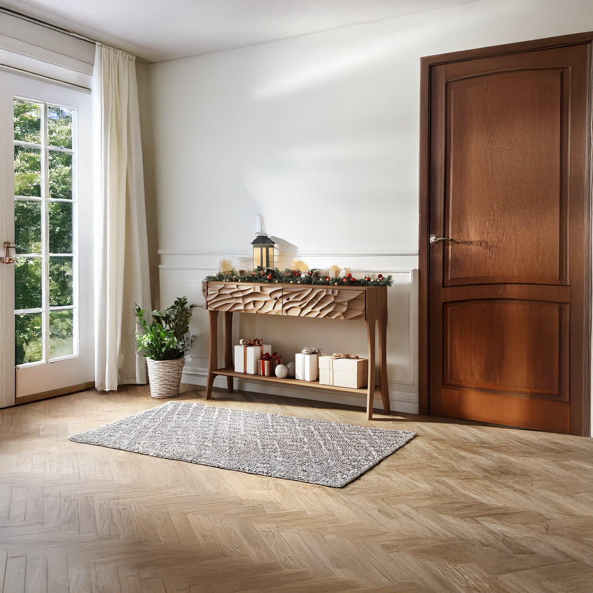 Mid Century Carved Console Table Christmas Entryway Display SINLSACS335