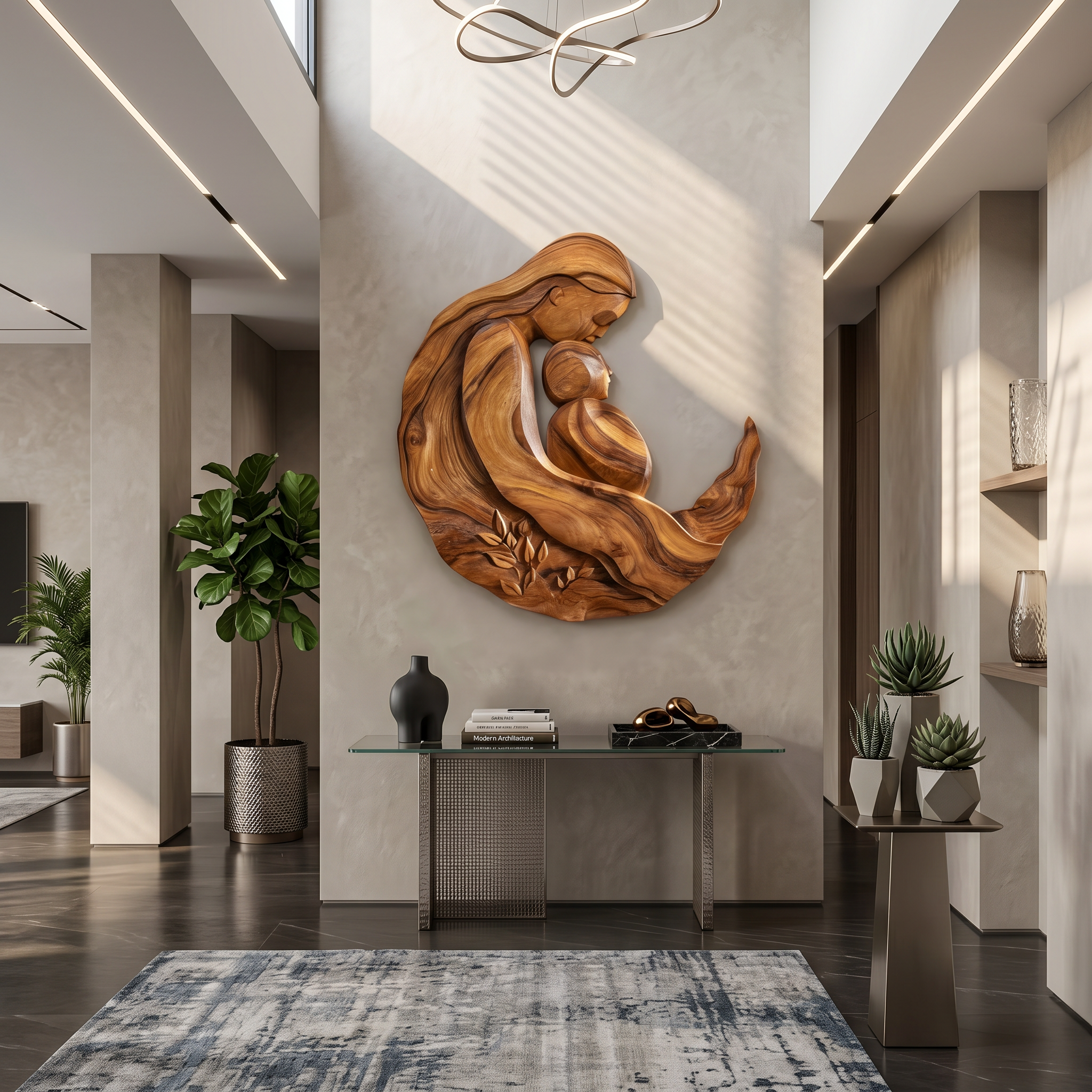 Artistic Motherhood Wall Decor With Carved Detail For Office SILDTTRWA157