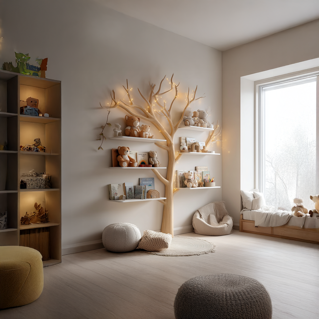 Rustic Tree Bookshelf Nursery Bedroom SINLSATB257