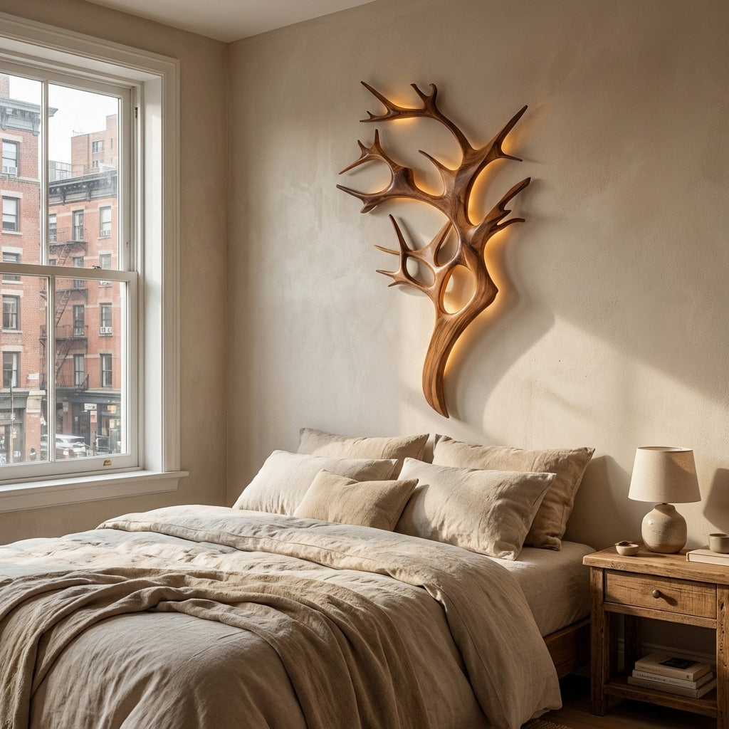 Contemporary Wooden Tree Wall Light For Bedroom RTTHHNLAM063