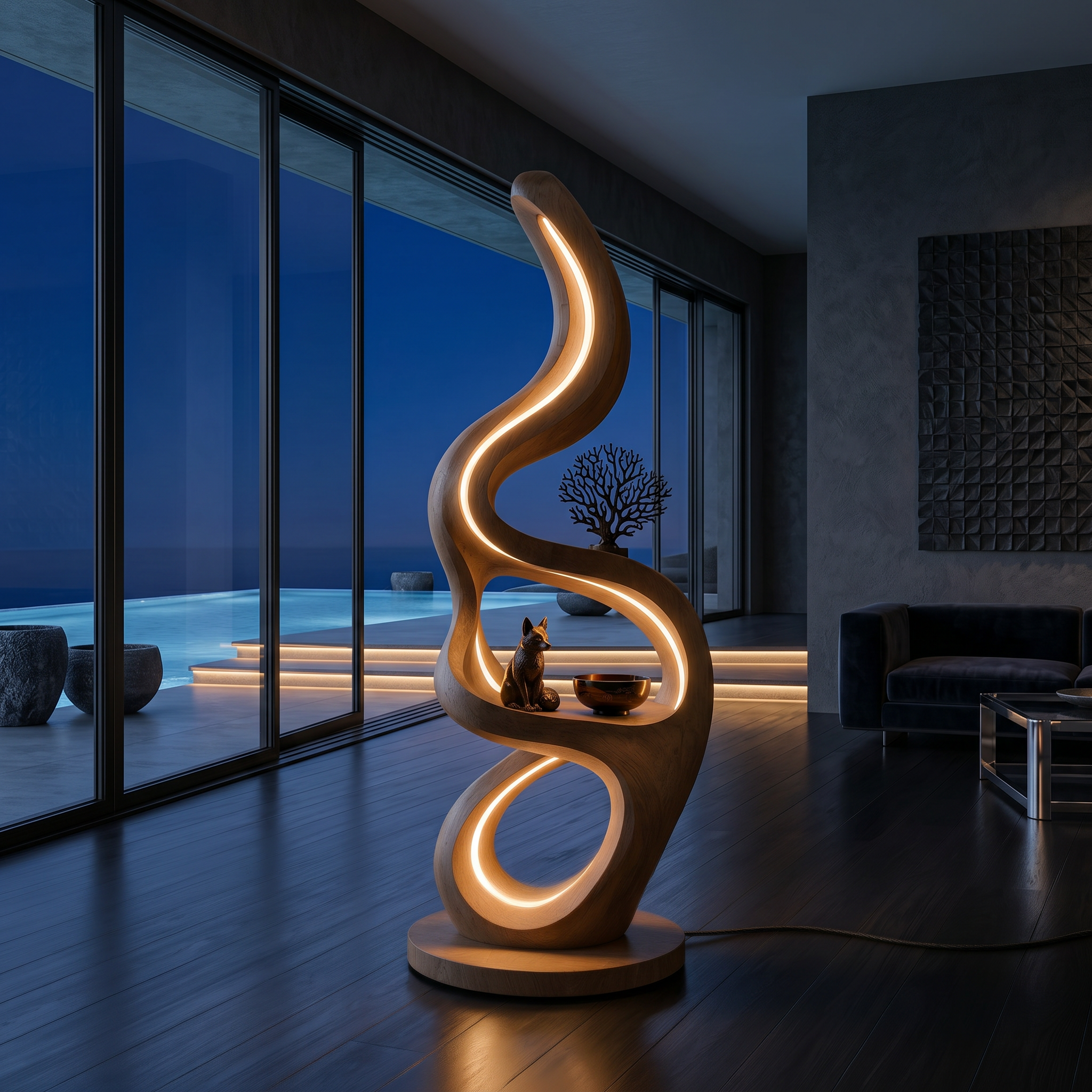 Modern Teardrop Lamp With Shelf For Reading SILDTTNLAM023
