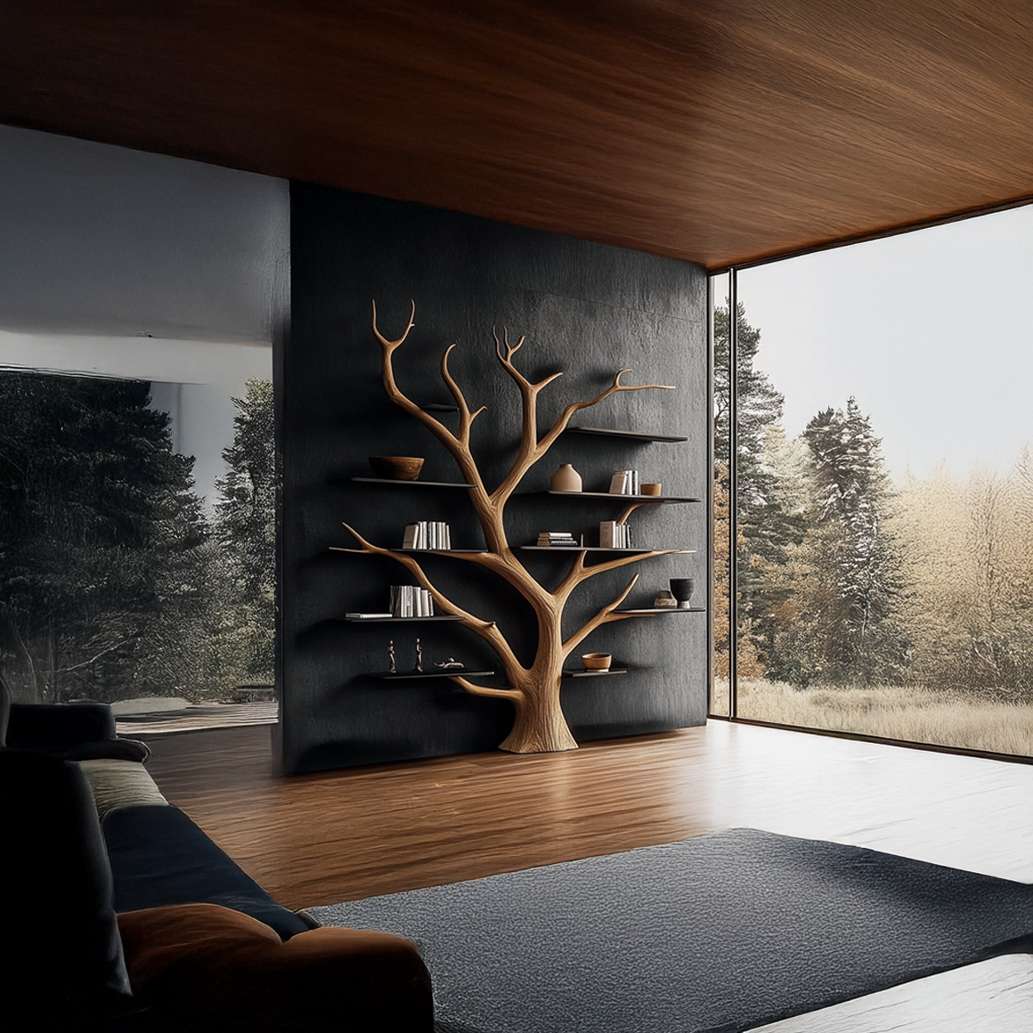 Rustic Artistic Tree Bookshelf Living Room or Home Library Decor SINLSATB346