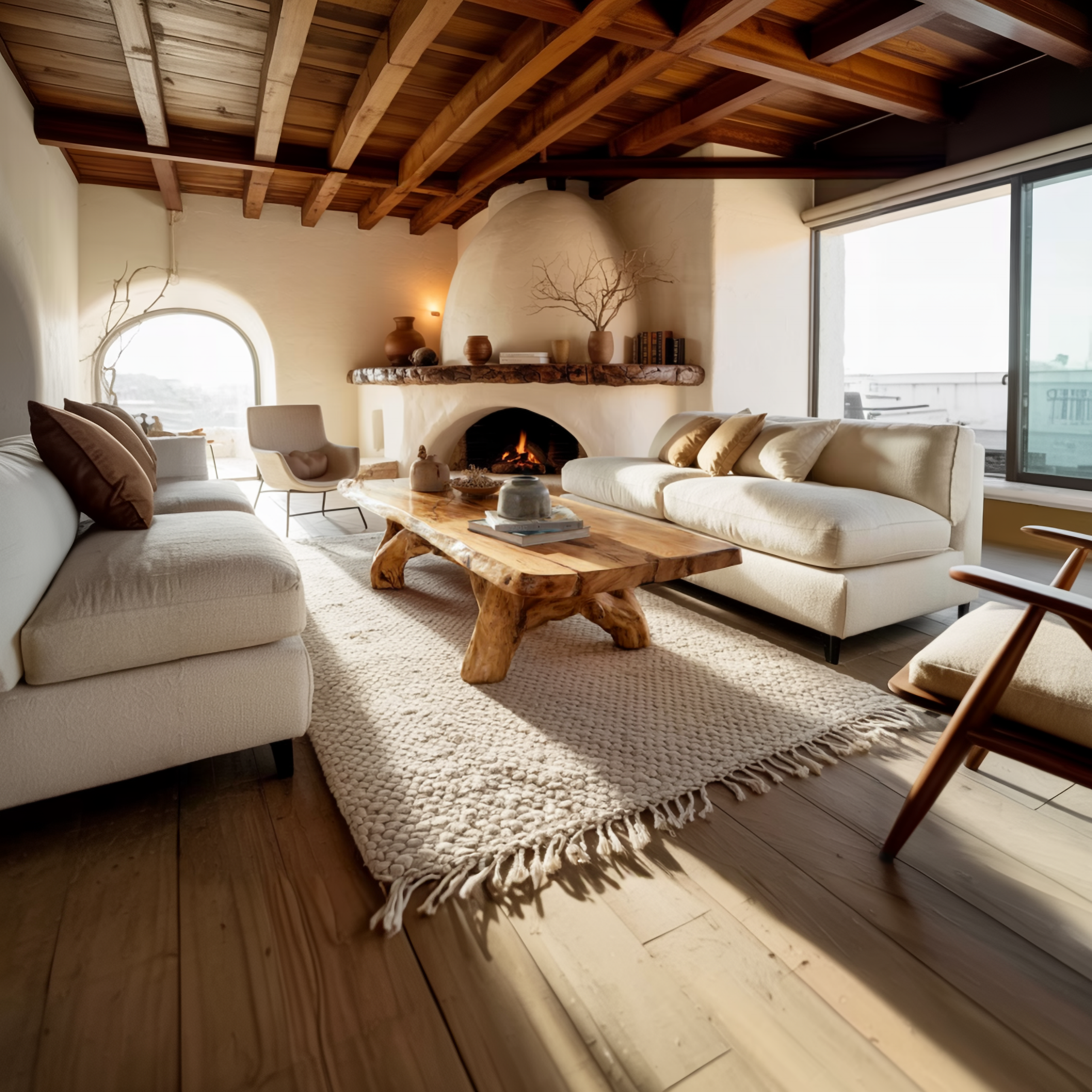 Organic Rustic Solid Wood Coffee Table Earthy Living Room Interior SINLSACF288